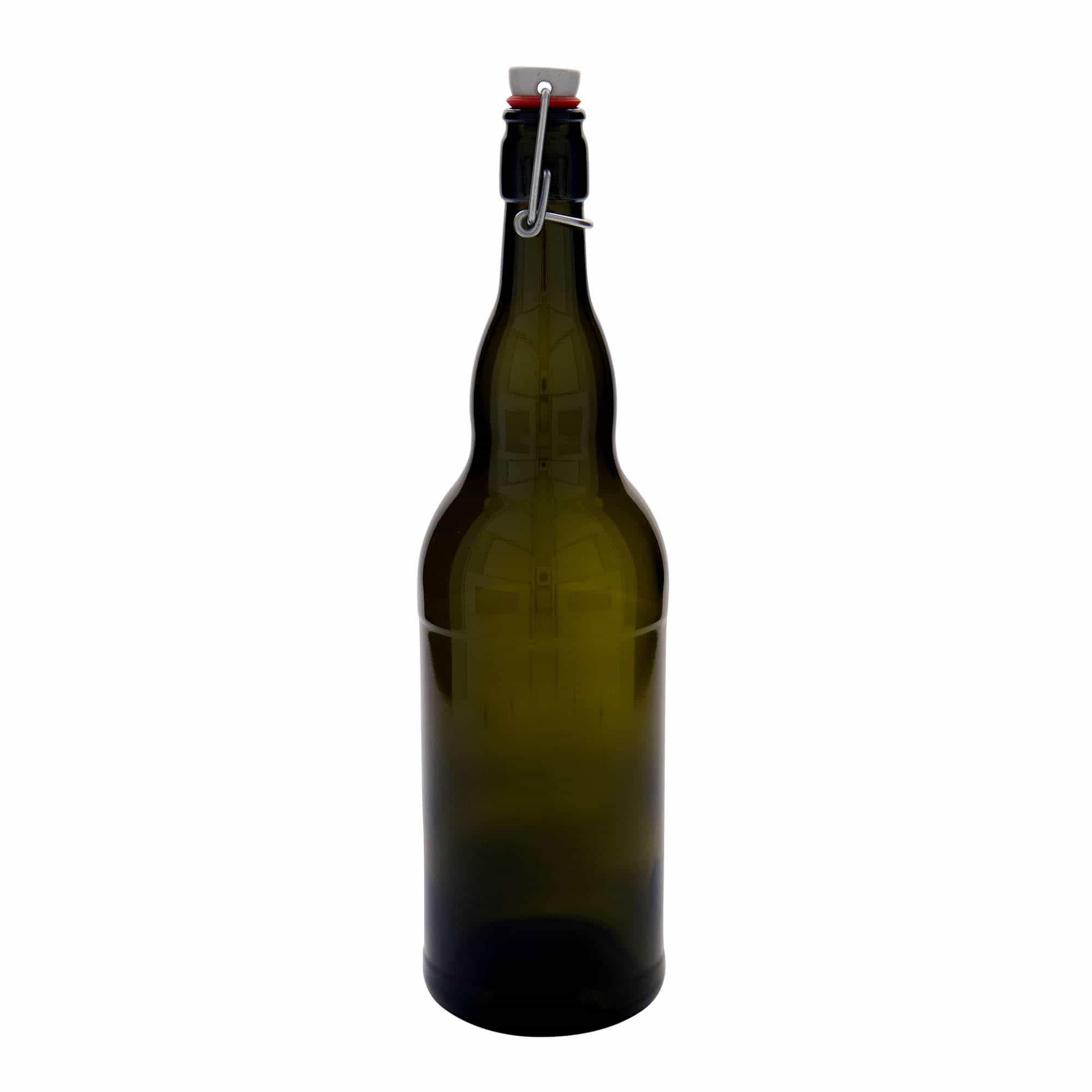 1.000 ml butelka piwa Belgia, szkło, antyczny zielony, szyjka: zamknięcie na klips