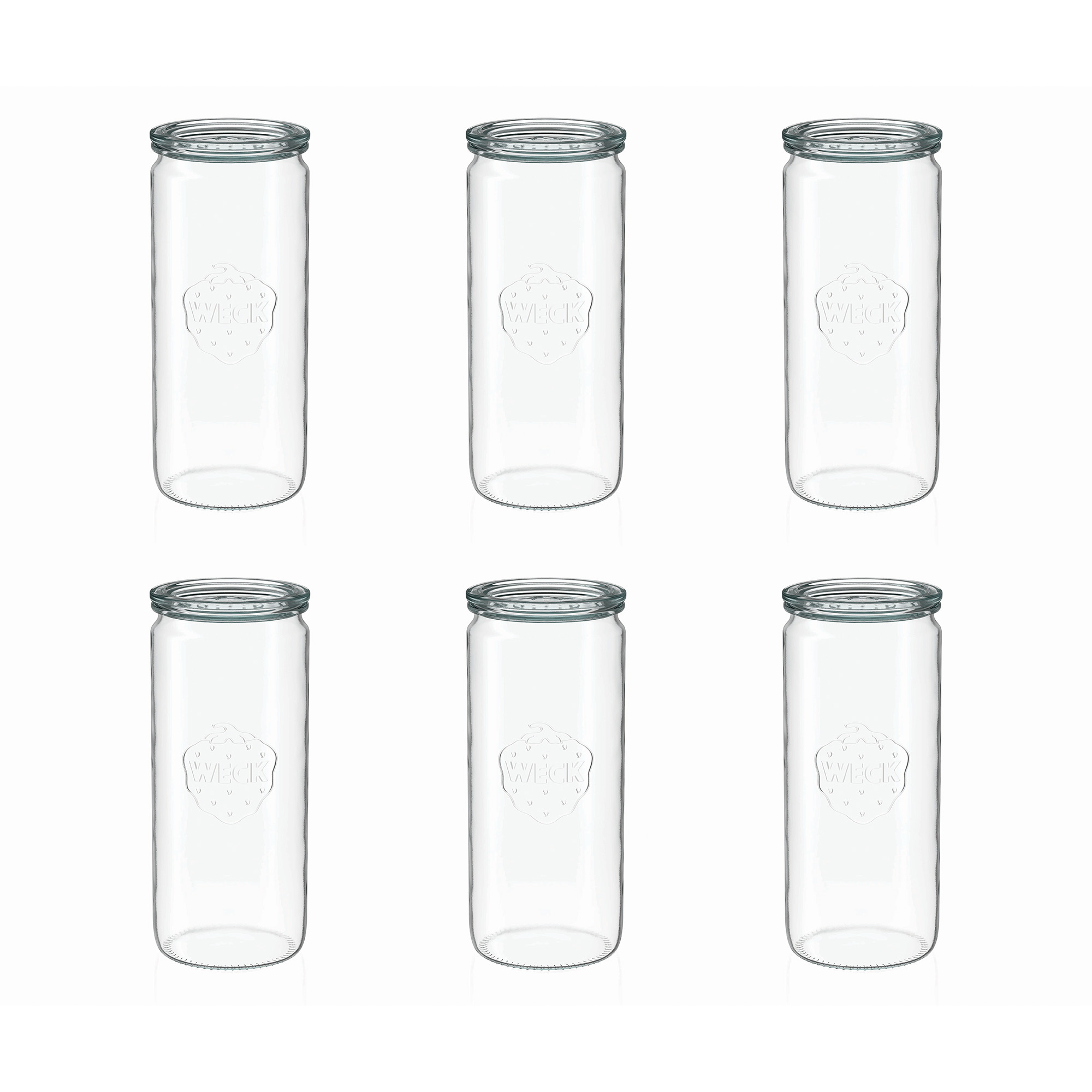 6x 1040 ml słoik WECK w kształcie cylindra z szklanym wieczkiem RR 80