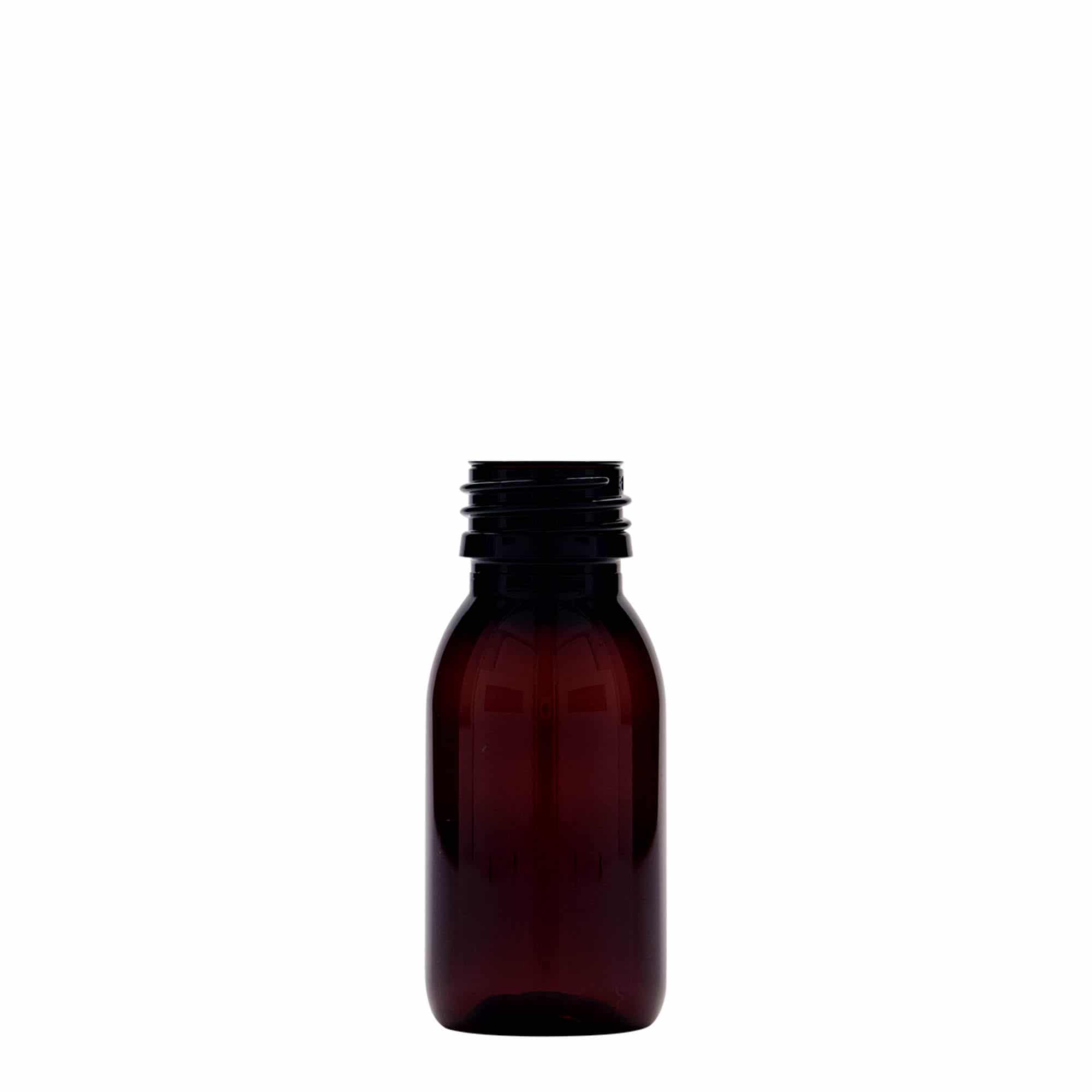 60 ml butelka farmaceutyczna PET, kolor brązowy, tworzywo sztuczne, zamknięcie: PP 28