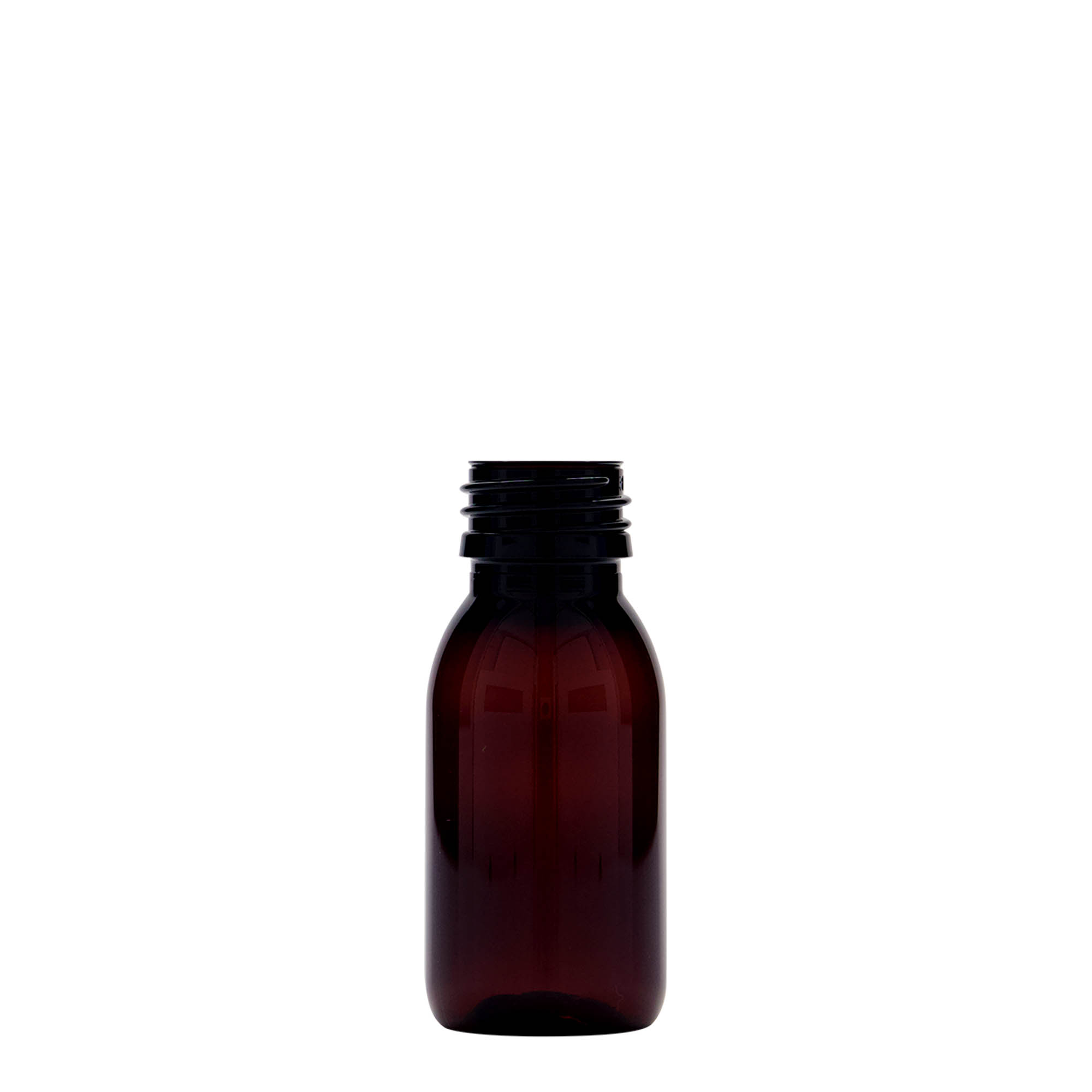 60 ml butelka medyczna PET, brązowa, plastik, szyjka: PP 28