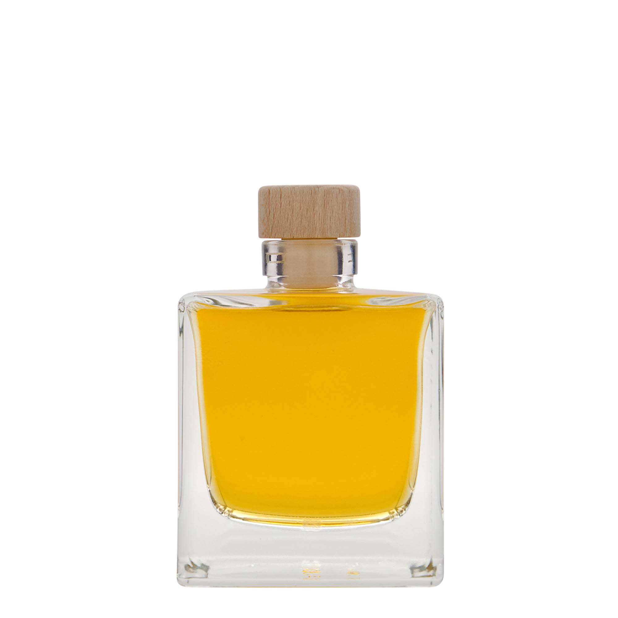 200 ml szklana butelka 'Cube', kwadratowa, szyjka: korek