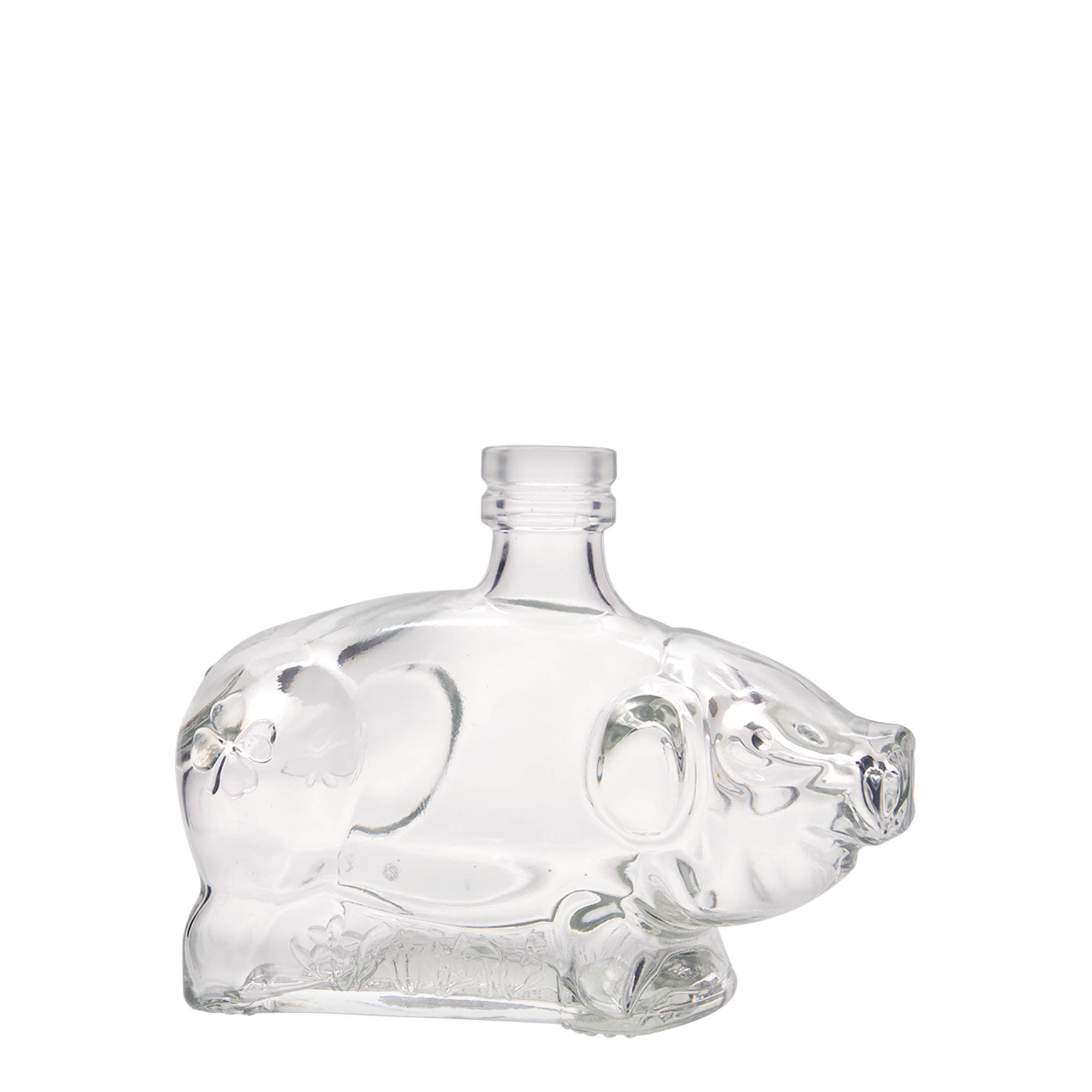 Butelka szklana 200 ml „Szczęśliwa świnka”, szyjka: korek Butelka szklana 200 ml „Szczęśliwa świnka”, szyjka: korek