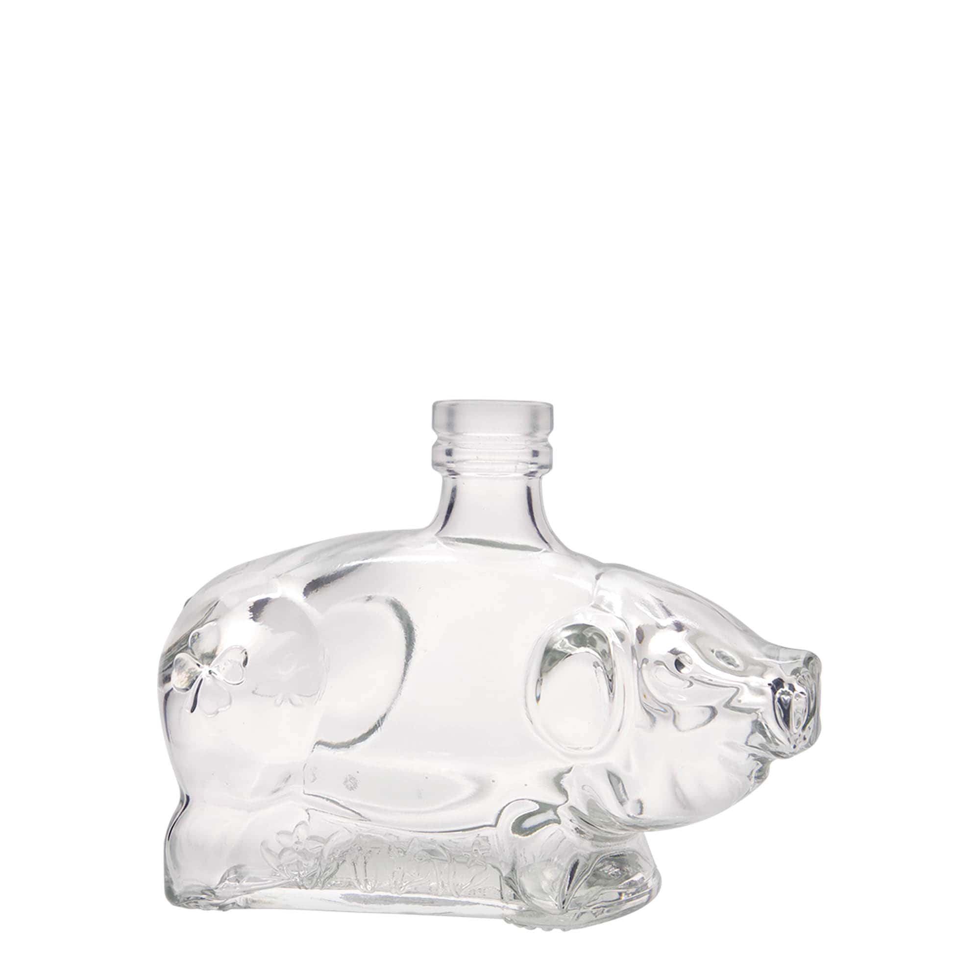 Butelka szklana 200 ml „Szczęśliwa świnka”, szyjka: korek Butelka szklana 200 ml „Szczęśliwa świnka”, szyjka: korek