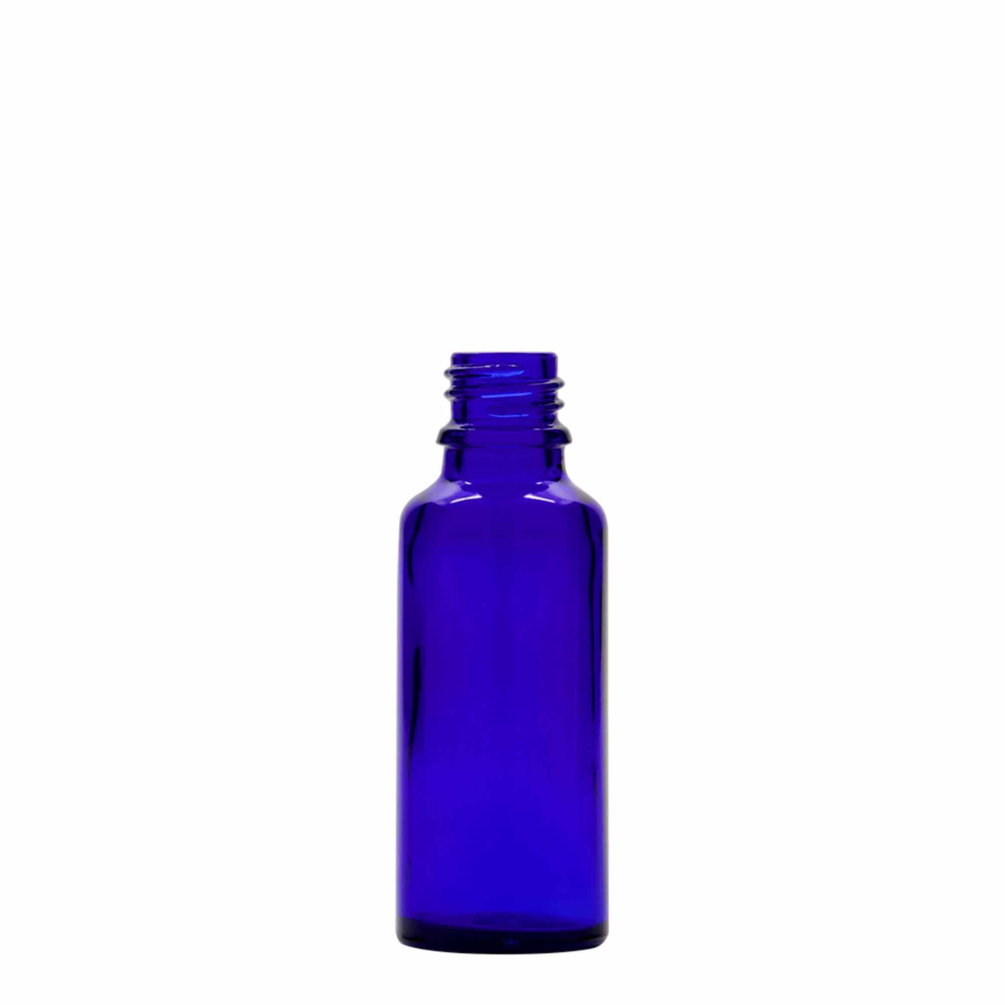 30 ml butelka z pipetą, medyczna, szkło, królewski niebiesko-czerwony, wylot: DIN 18 30 ml butelka z pipetą, medyczna, szkło, królewski niebiesko-czerwony, wylot: DIN 18
