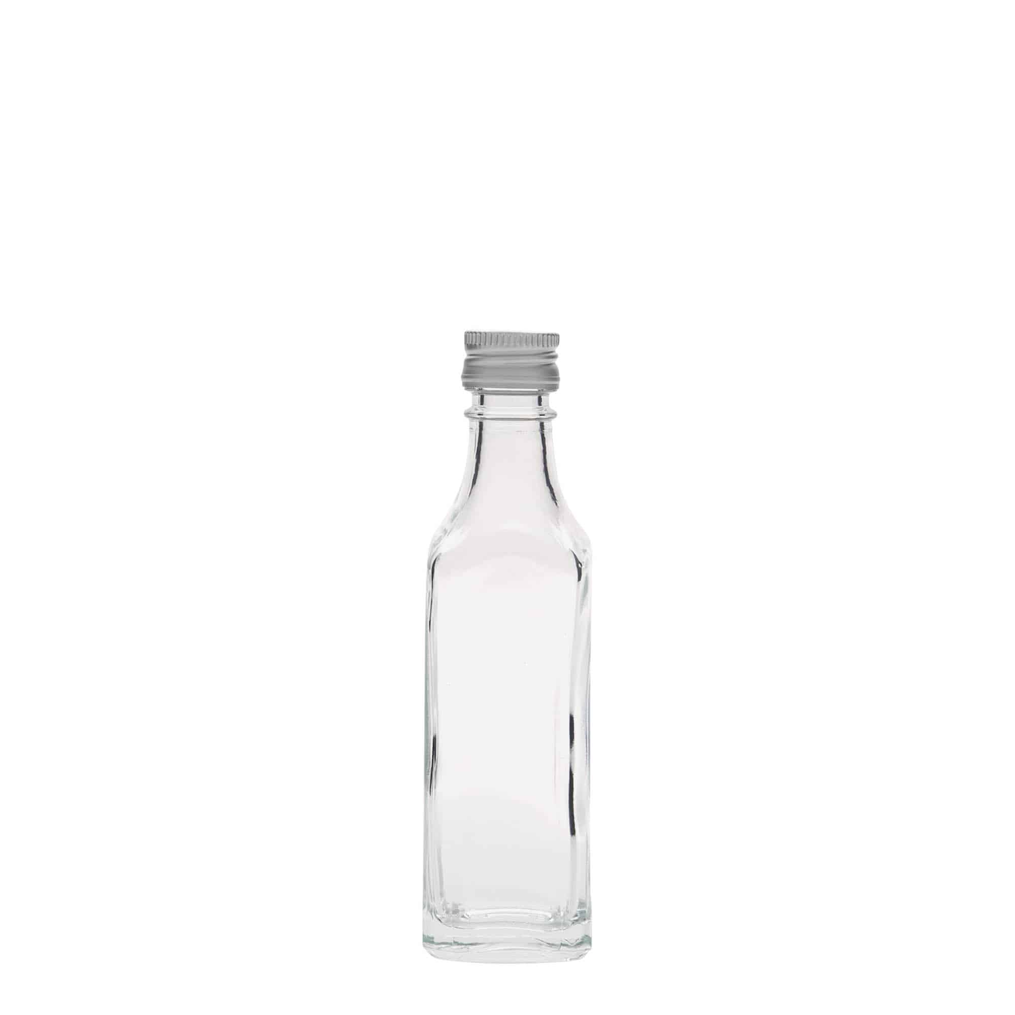 50 ml butelka szklana 'Siena', kwadratowa, gwint: PP 18