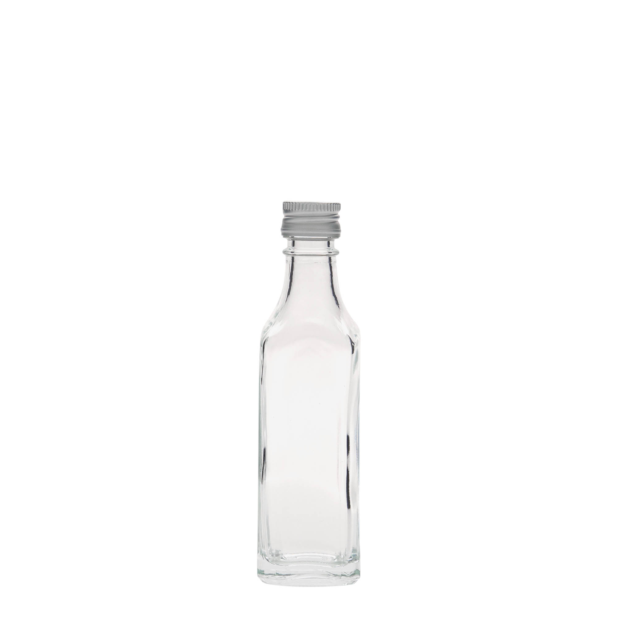 50 ml butelka szklana 'Siena', kwadratowa, gwint: PP 18 50 ml butelka szklana 'Siena', kwadratowa, gwint: PP 18