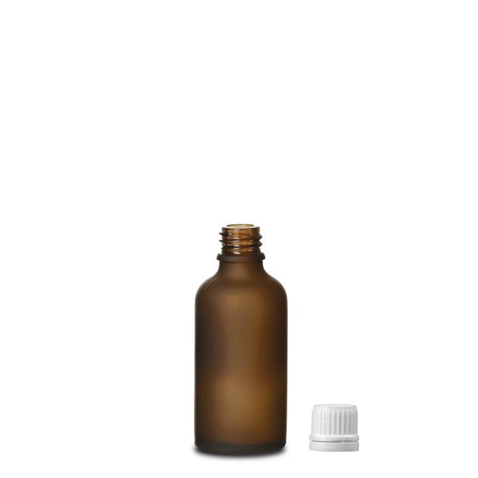 50 ml butelka medyczna, szkło, brązowe matowe, szyjka: DIN 18