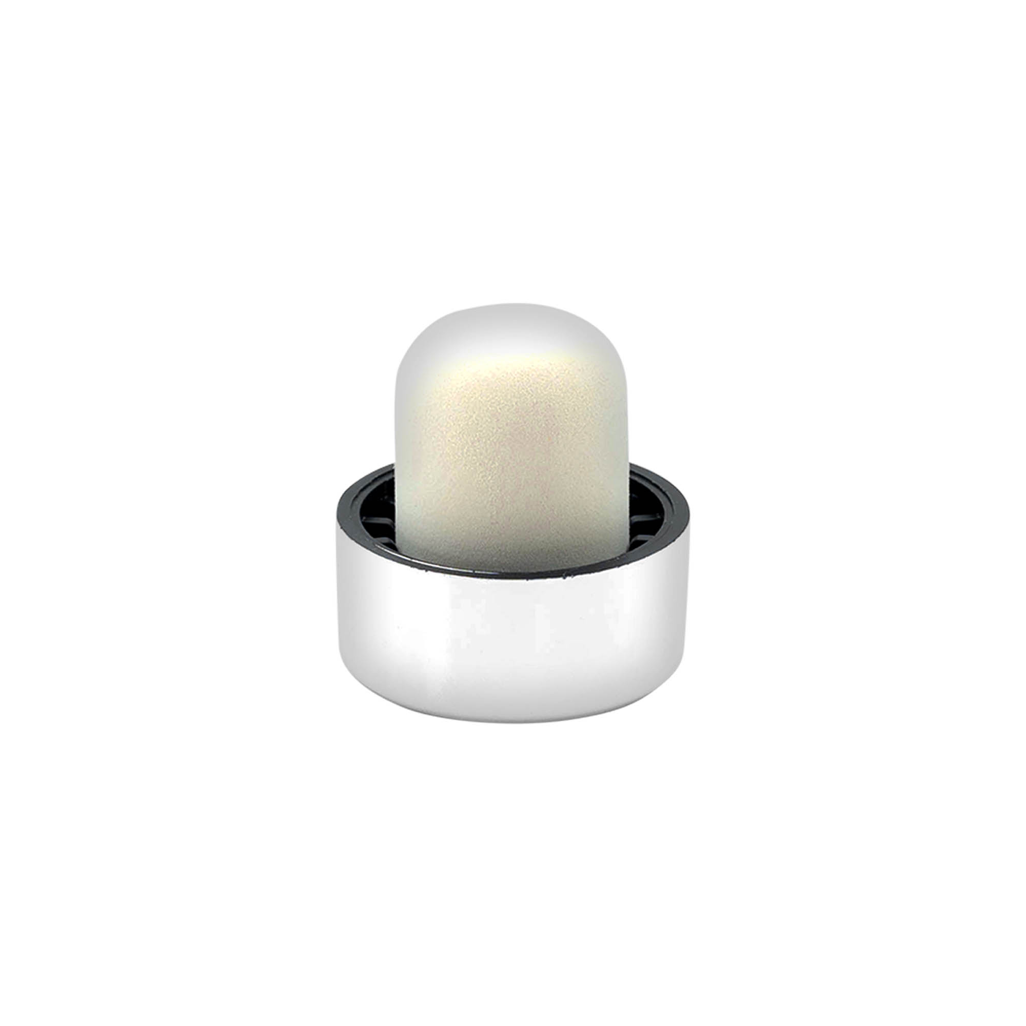 Korek z uchwytem 19 mm, tworzywo sztuczne, srebrny, do wylotu: korek