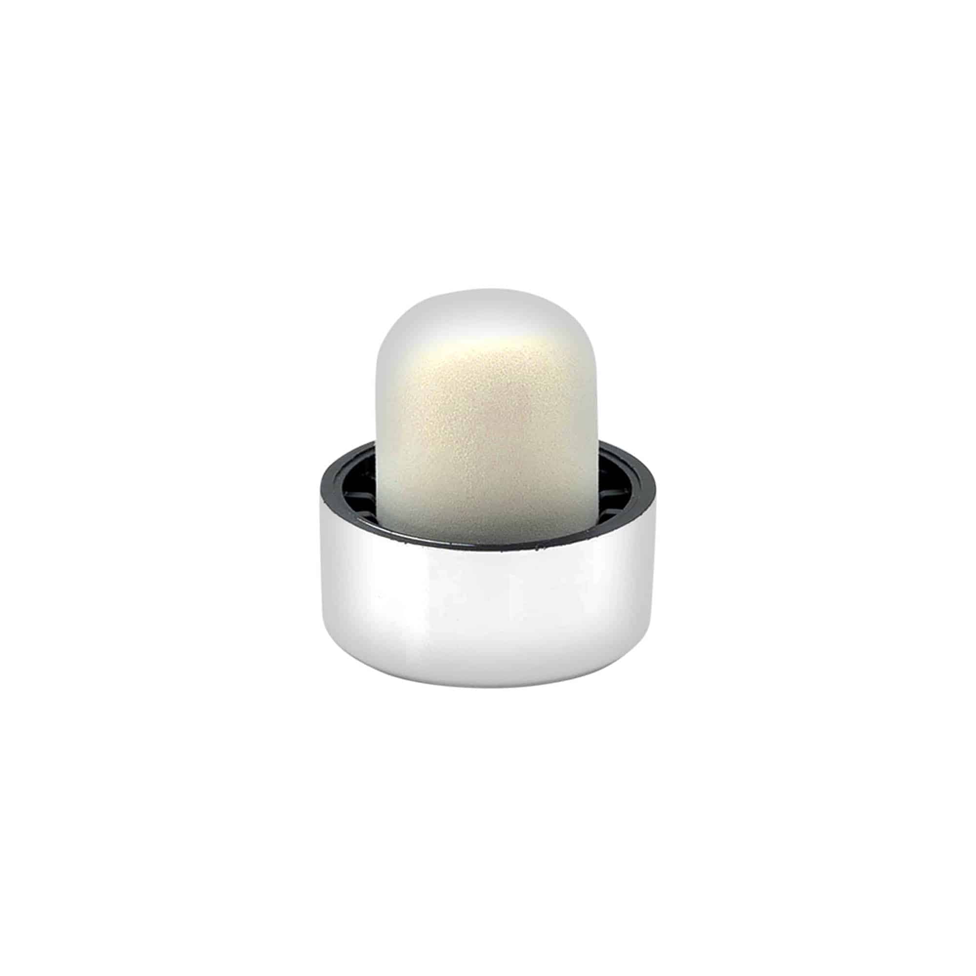Korek z uchwytem 19 mm, tworzywo sztuczne, srebrny, do wylotu: korek