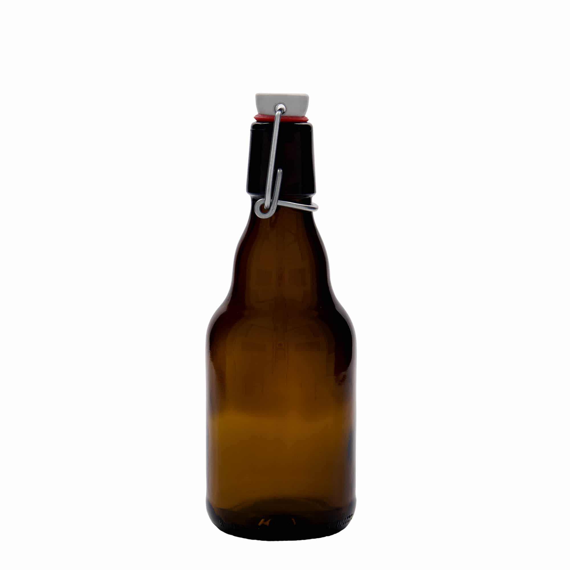 330 ml butelka do piwa 'Steinie', szkło, kolor brązowy, zamknięcie: Zamknięcie pałąkowe