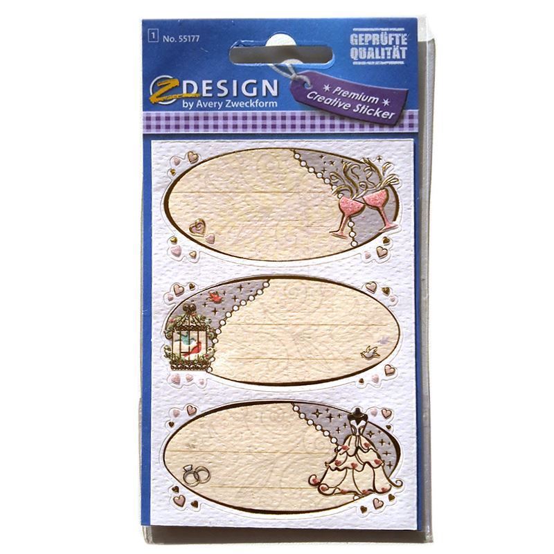 Zweckform etykiety „Życzenia ślubne”, owalne, papier, wielokolorowe