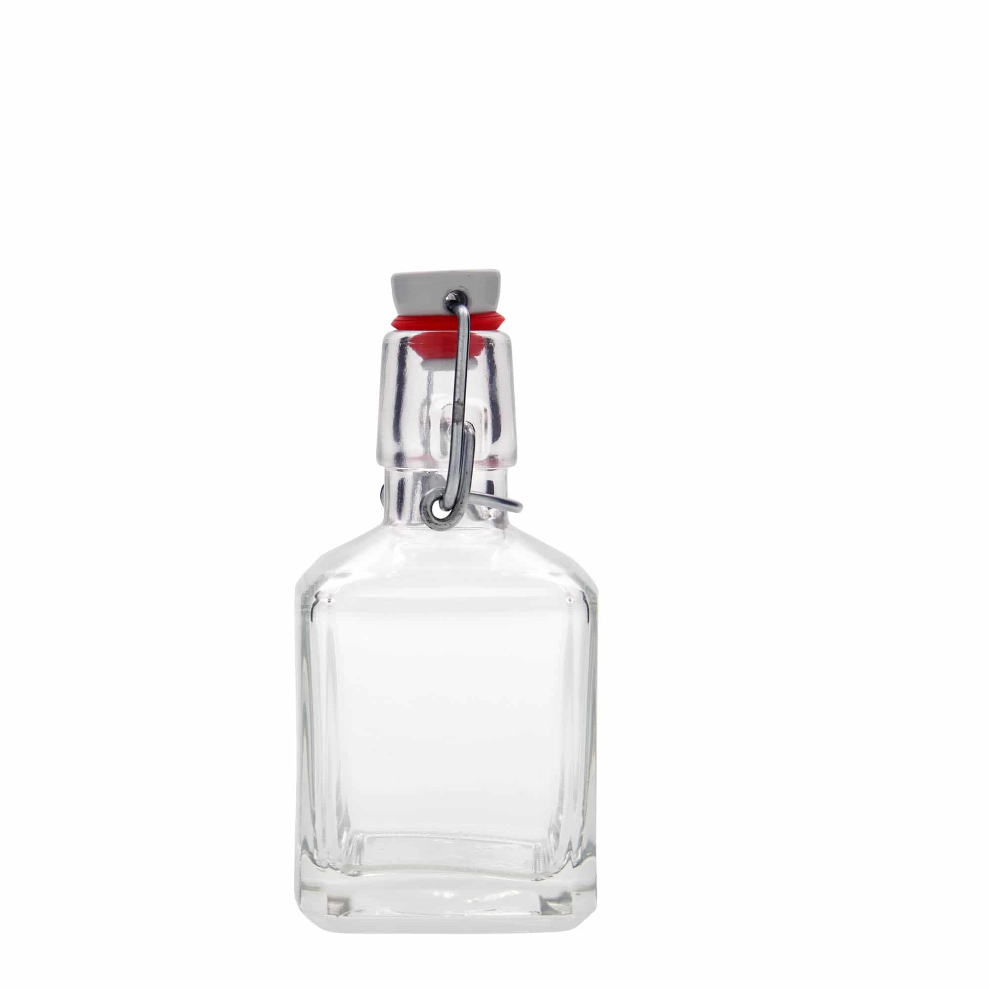 200 ml butelka szklana 'Kubica', kwadratowa, zamknięcie: Zamknięcie pałąkowe