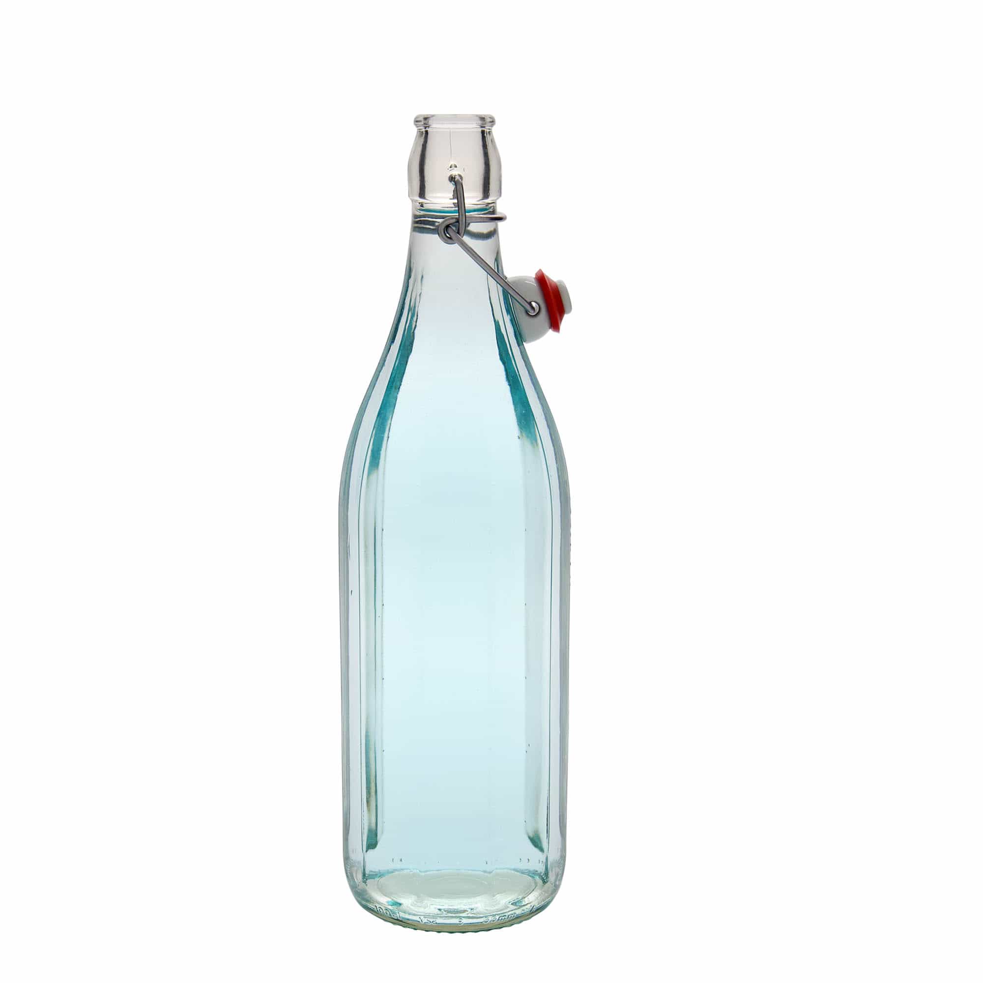 1.000 ml butelka szklana 'Bravo' #, dziesięciokątna, otwór: zamknięcie na klamrę