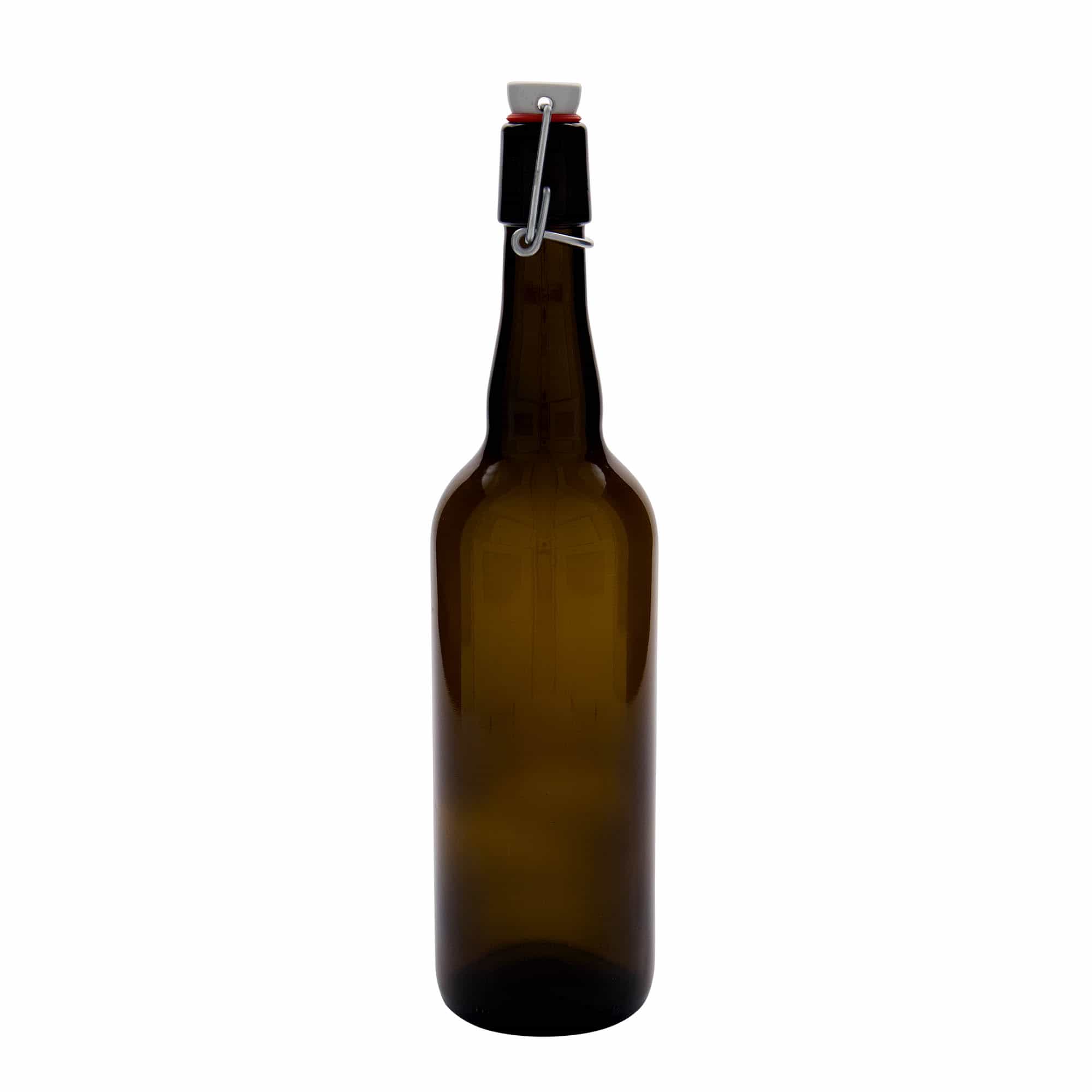 750 ml butelka piwa Belgia, szkło, brązowa, szyjka: zamknięcie na klips