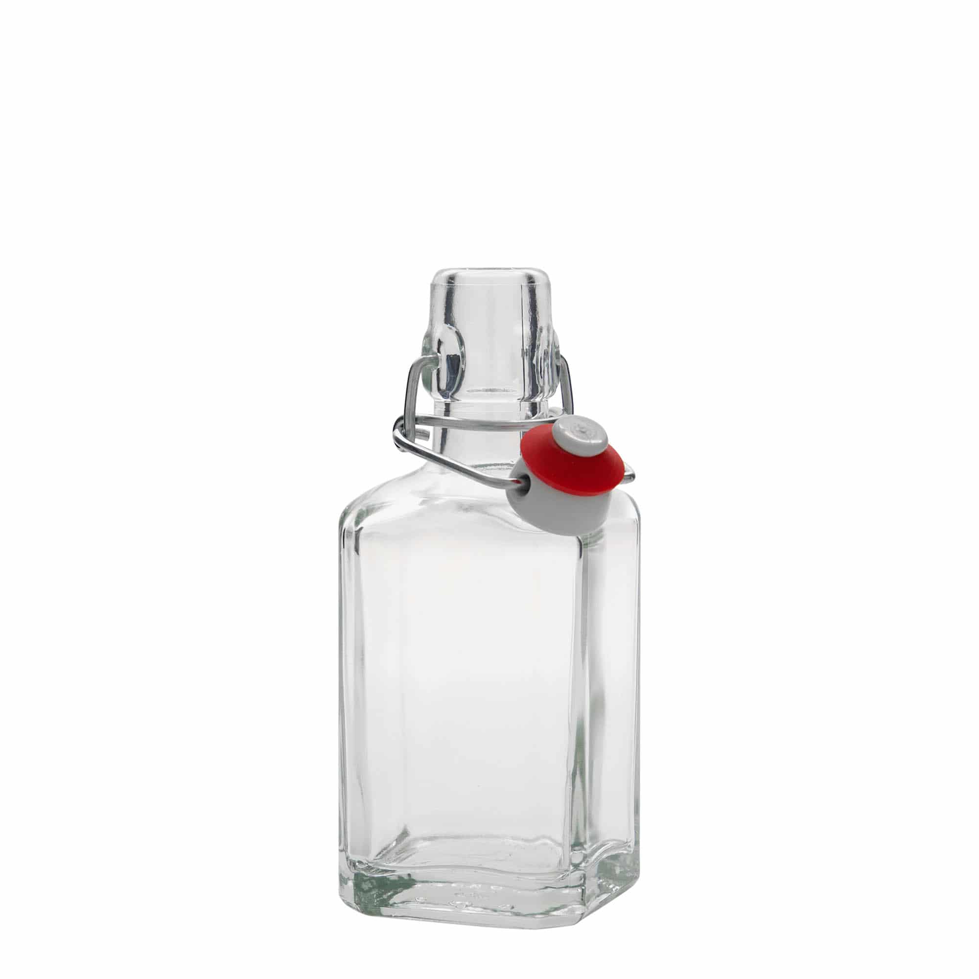 250 ml butelka szklana 'Rialto', kwadratowa, zamknięcie: Zamknięcie pałąkowe
