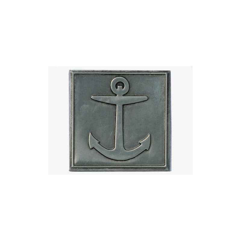 Etykieta cynowa 'Kotwica', kwadratowa, metal, kolor srebrny