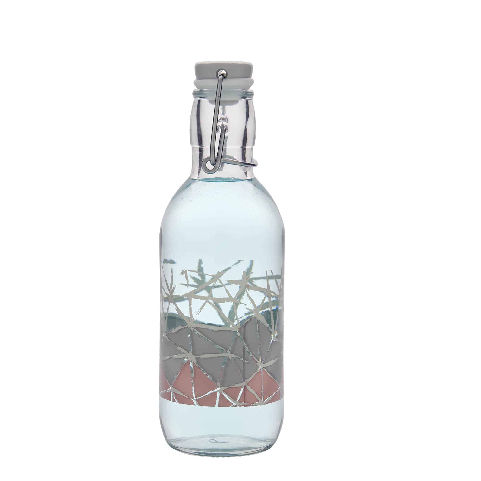 500 ml butelka szklana 'Emilia', wzór: manolibera rosa, zamknięcie: Zamknięcie pałąkowe