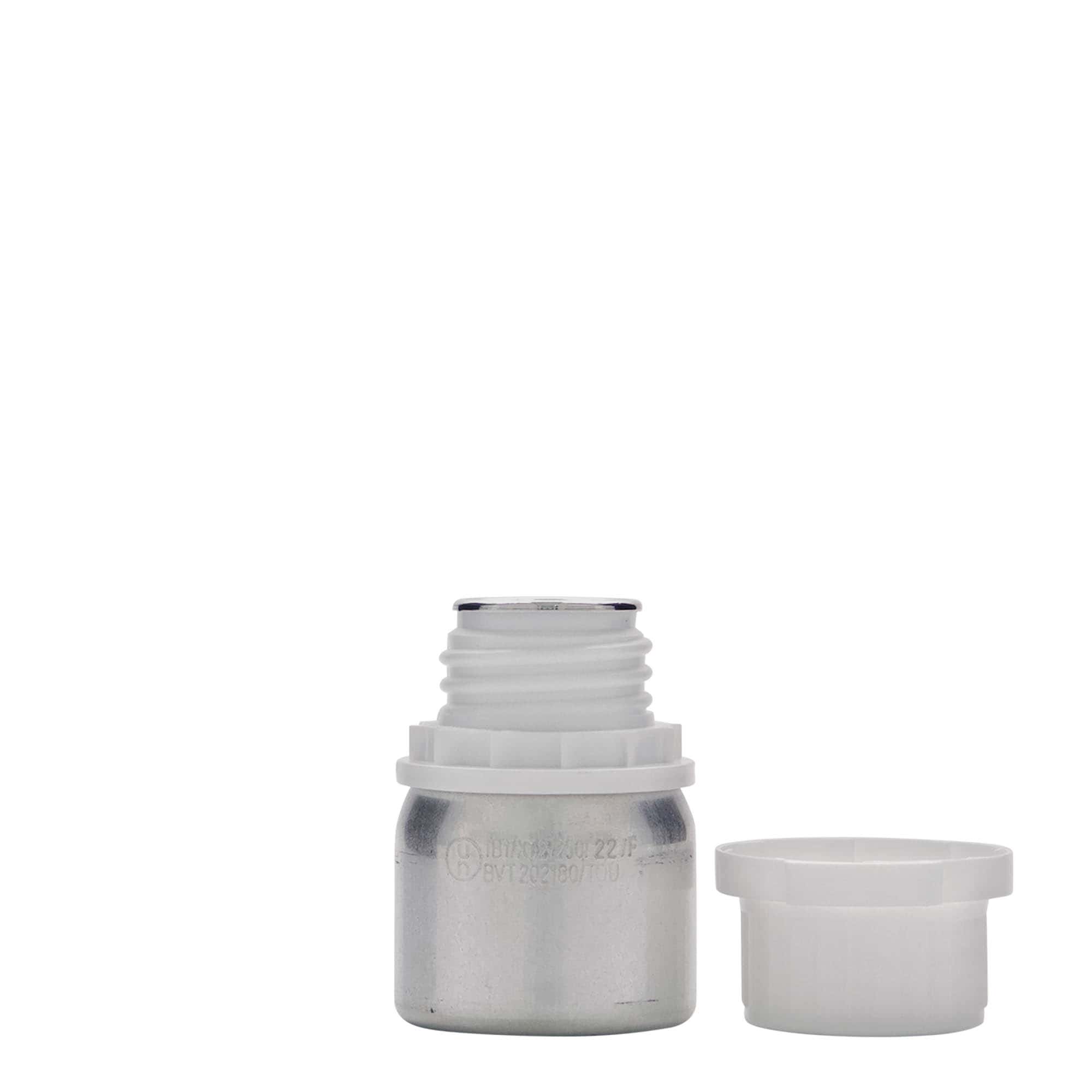 50 ml butelka aluminiowa, metal, srebrny, gwint: DIN 32