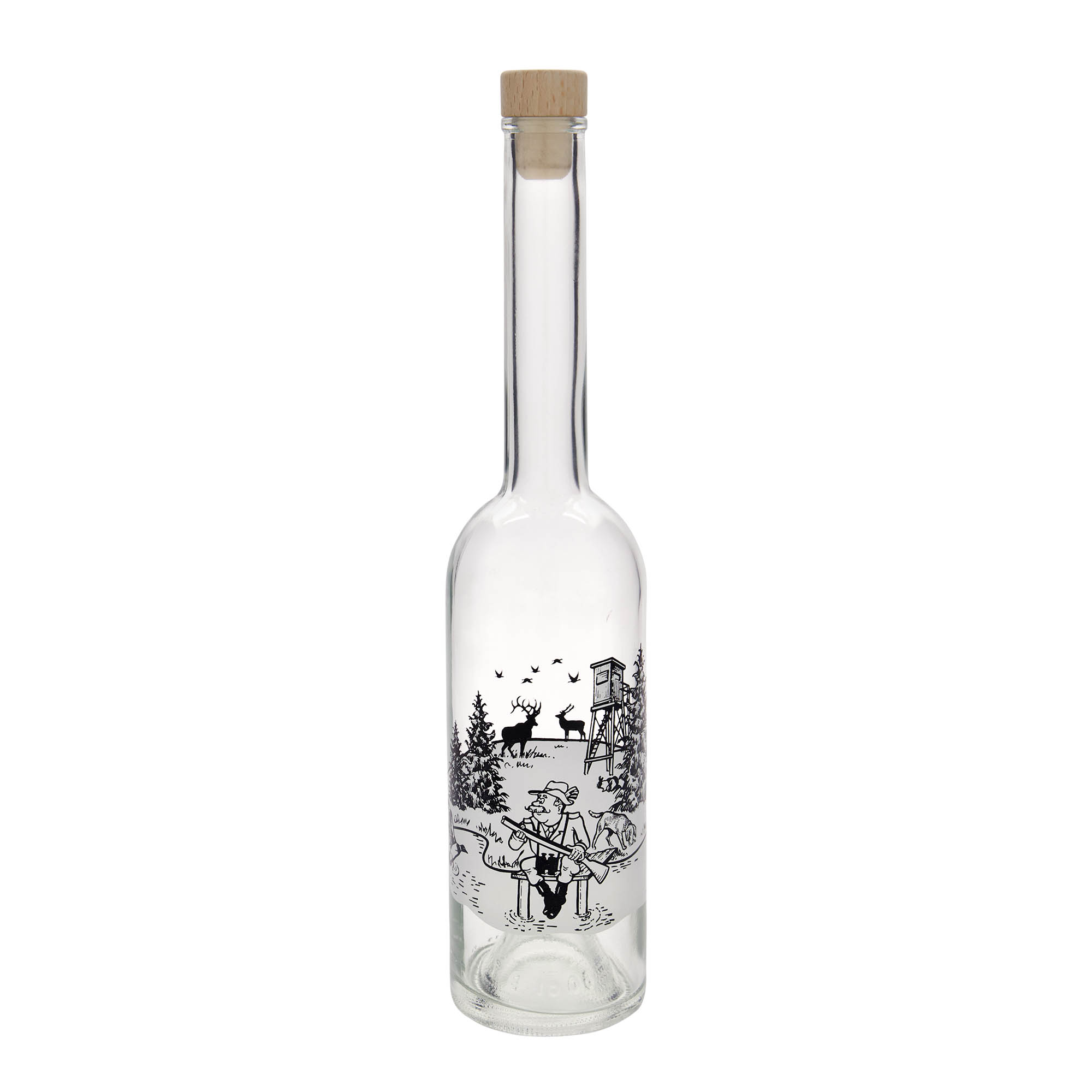 500 ml butelka szklana 'Opera', motyw: myśliwy, korek