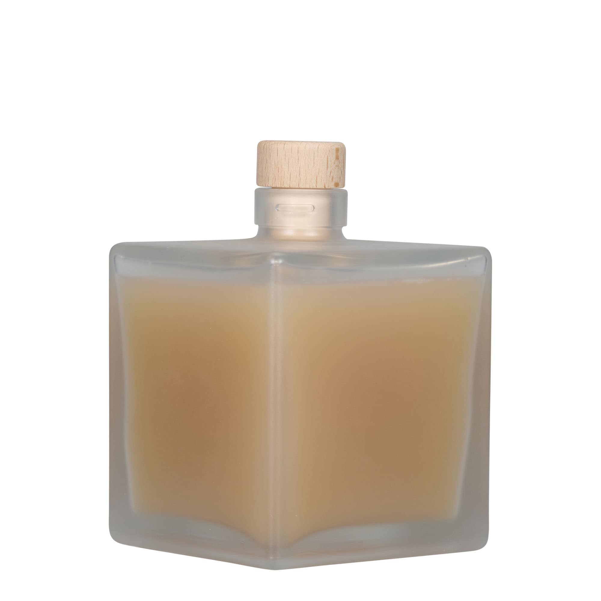 500 ml butelka szklana 'Cube', kwadratowa, matowa, zamknięcie: korek