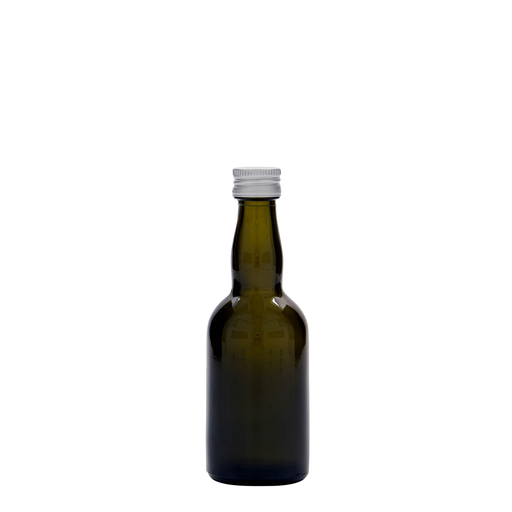 50 ml butelka szklana 'Proba', antyczna zieleń, gwint: PP 18 50 ml butelka szklana 'Proba', antyczna zieleń, gwint: PP 18