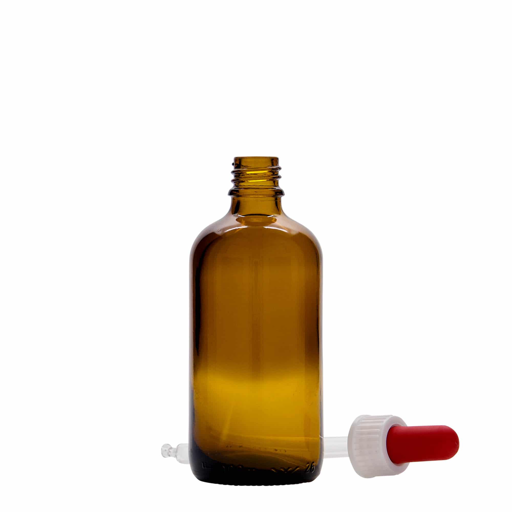 100 ml butelka farmaceutyczna z pipetą, szkło, kolor brązowo-czerwony, zamknięcie: DIN 18