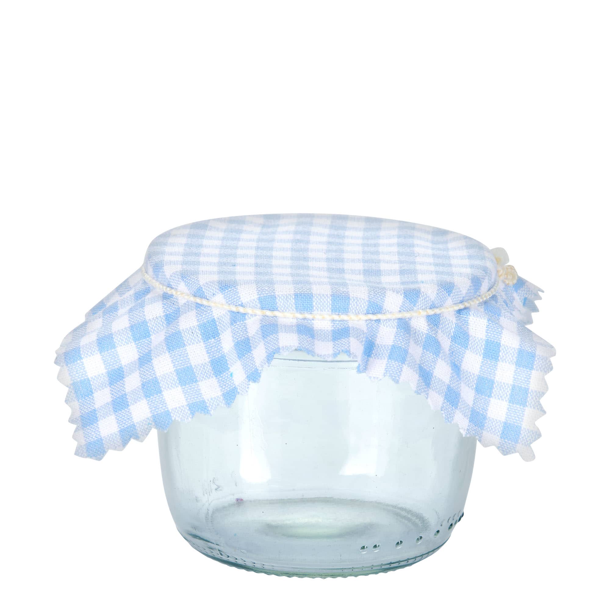 Kwadratowa serwetka materiałowa w kratkę 12x12, tekstylna, jasnoniebieska, gwint: TO38-TO53