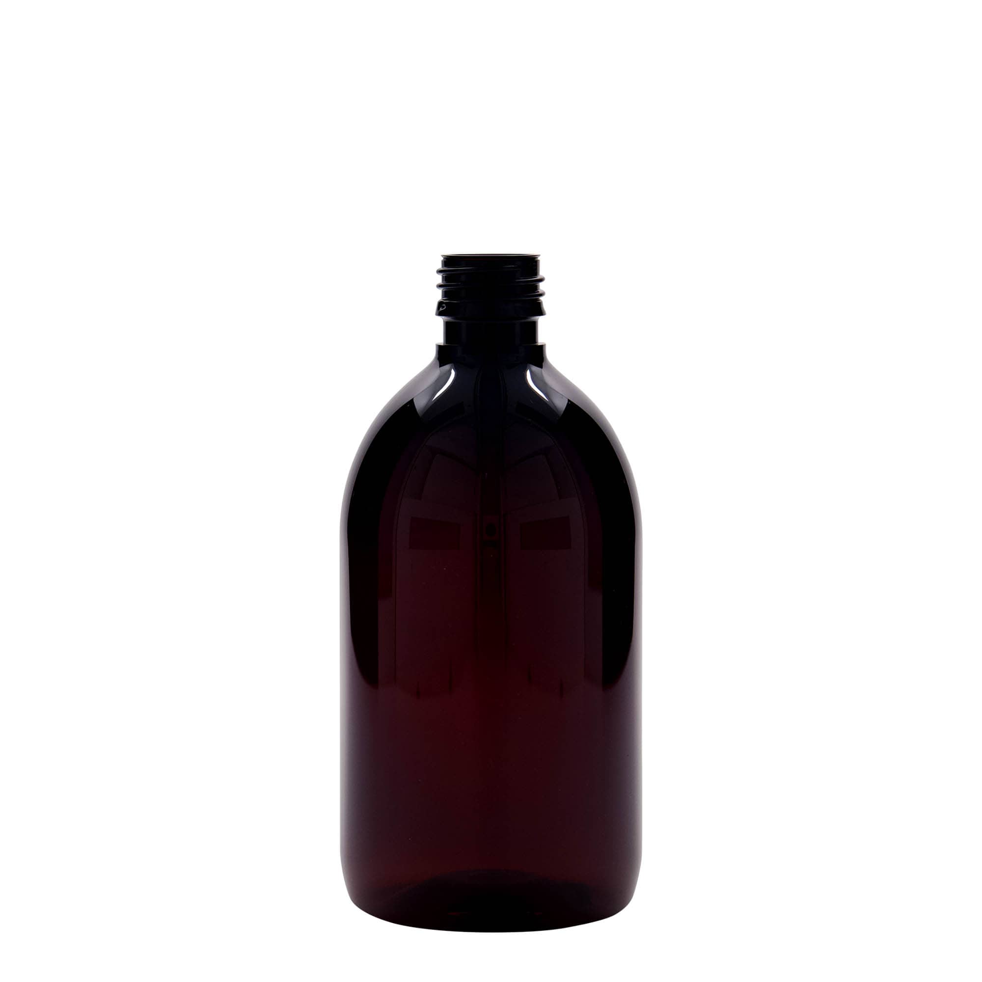 500 ml butelka medyczna PET, brązowa, tworzywo sztuczne, gwint: PP 28