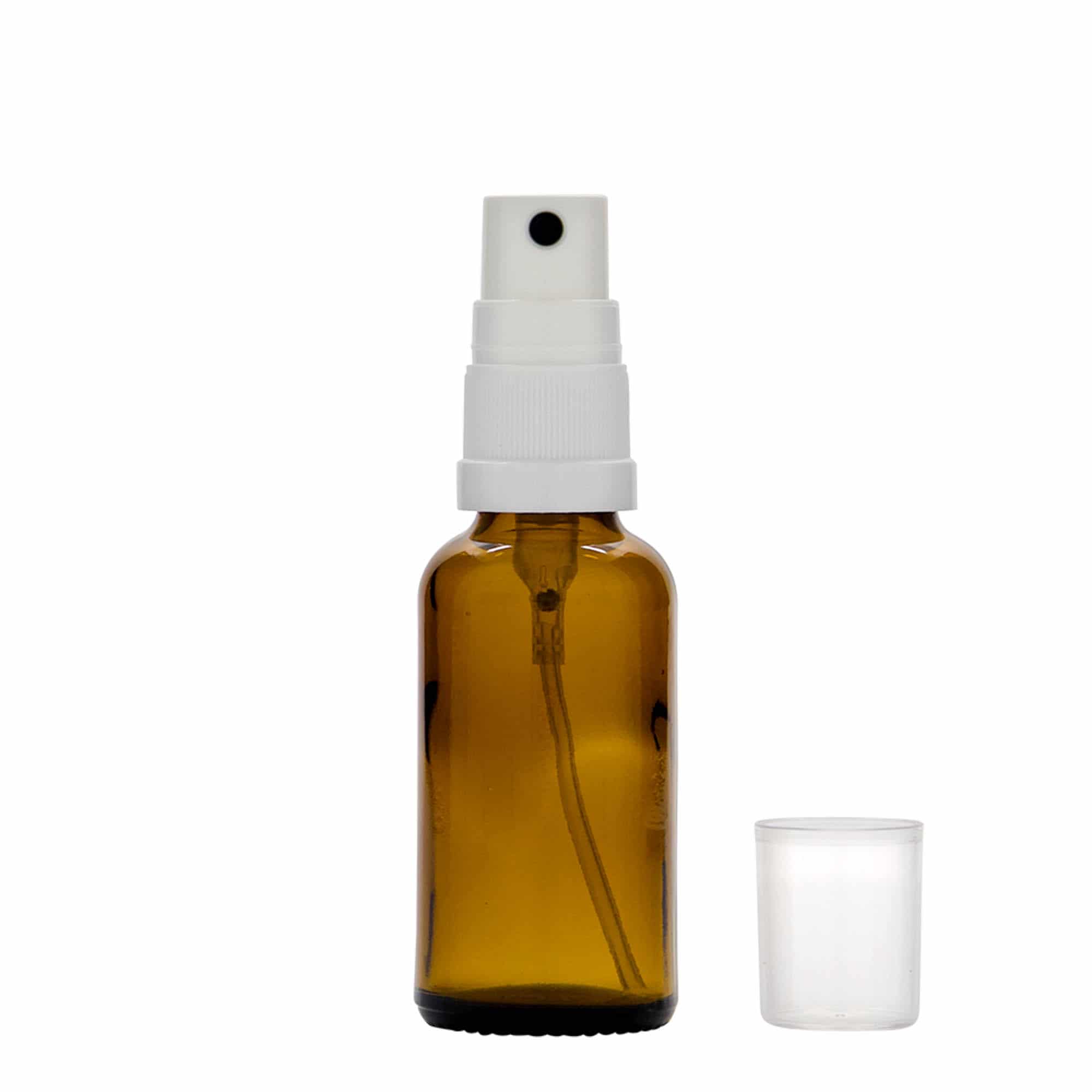 30 ml butelka z rozpylaczem, medyczna, szklana, brązowa, gwint: DIN 18