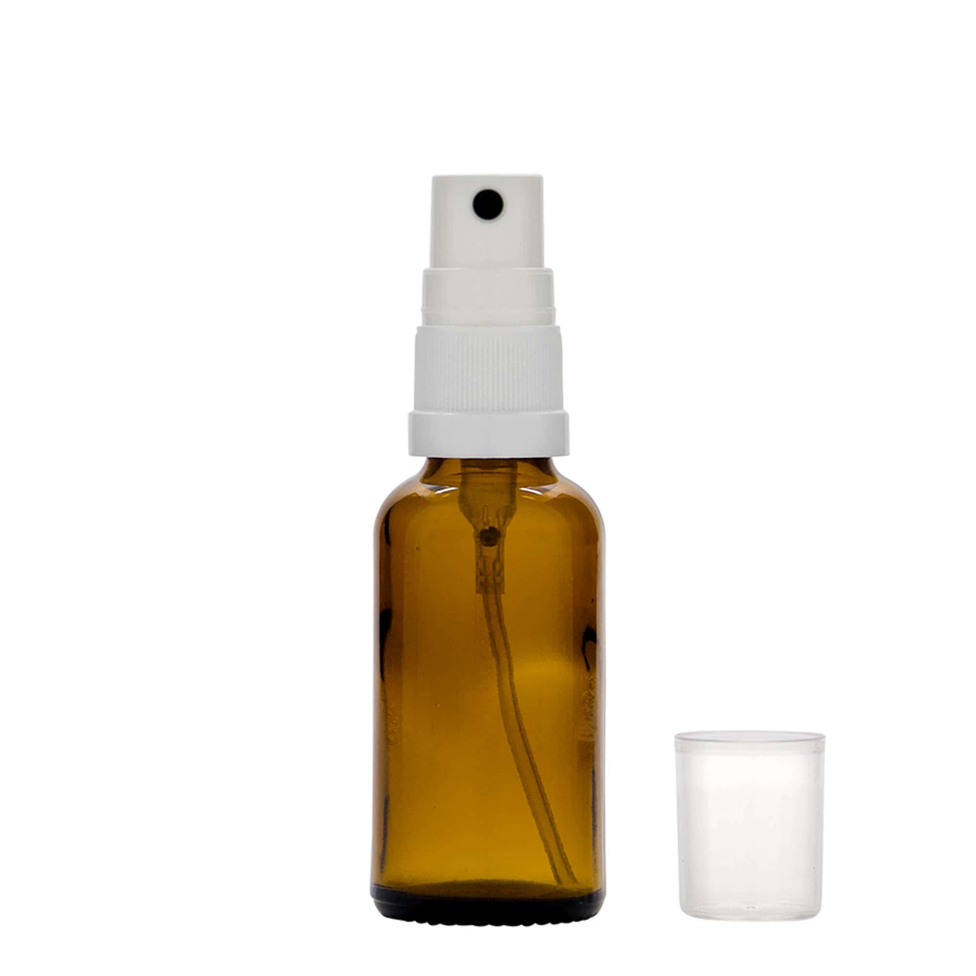 30 ml butelka z rozpylaczem, medyczna, szklana, brązowa, gwint: DIN 18