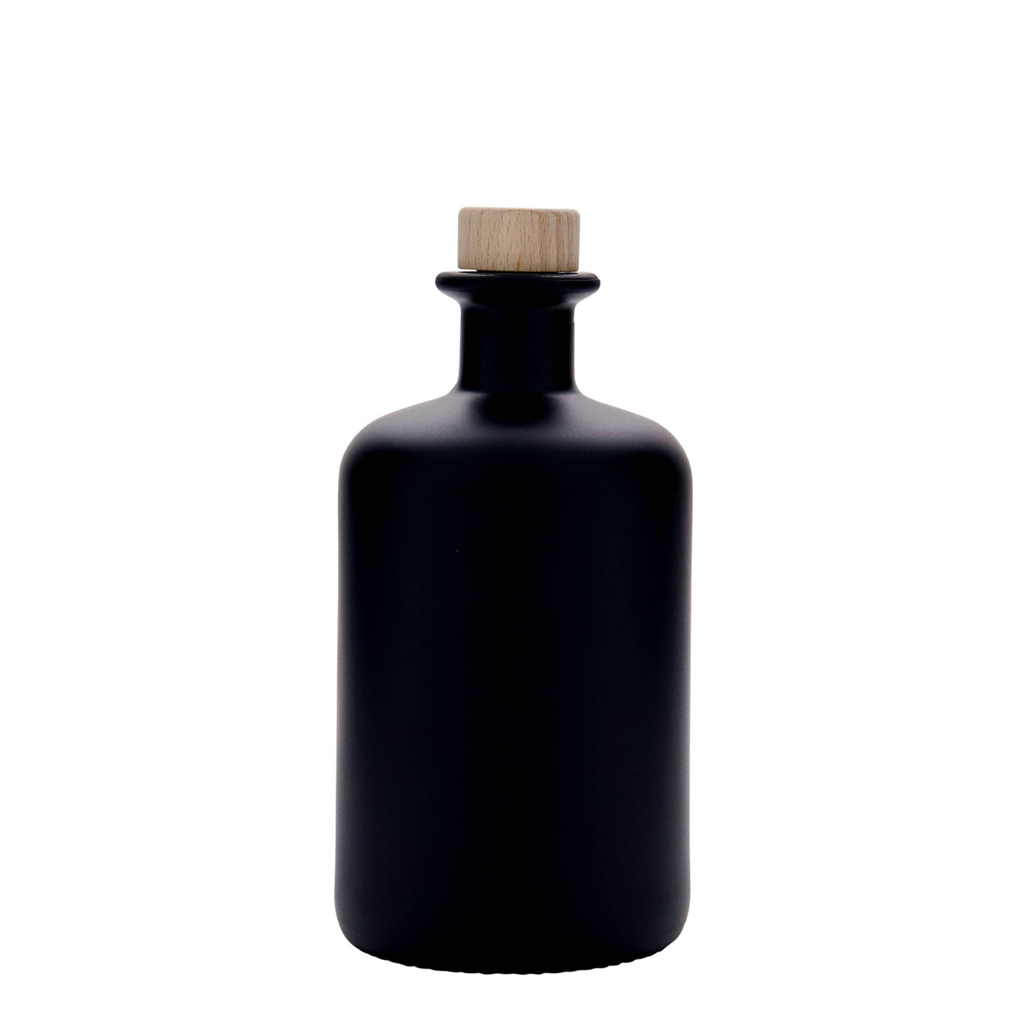 500 ml butelka szklana aptekarska, czarna, szyjka: korek