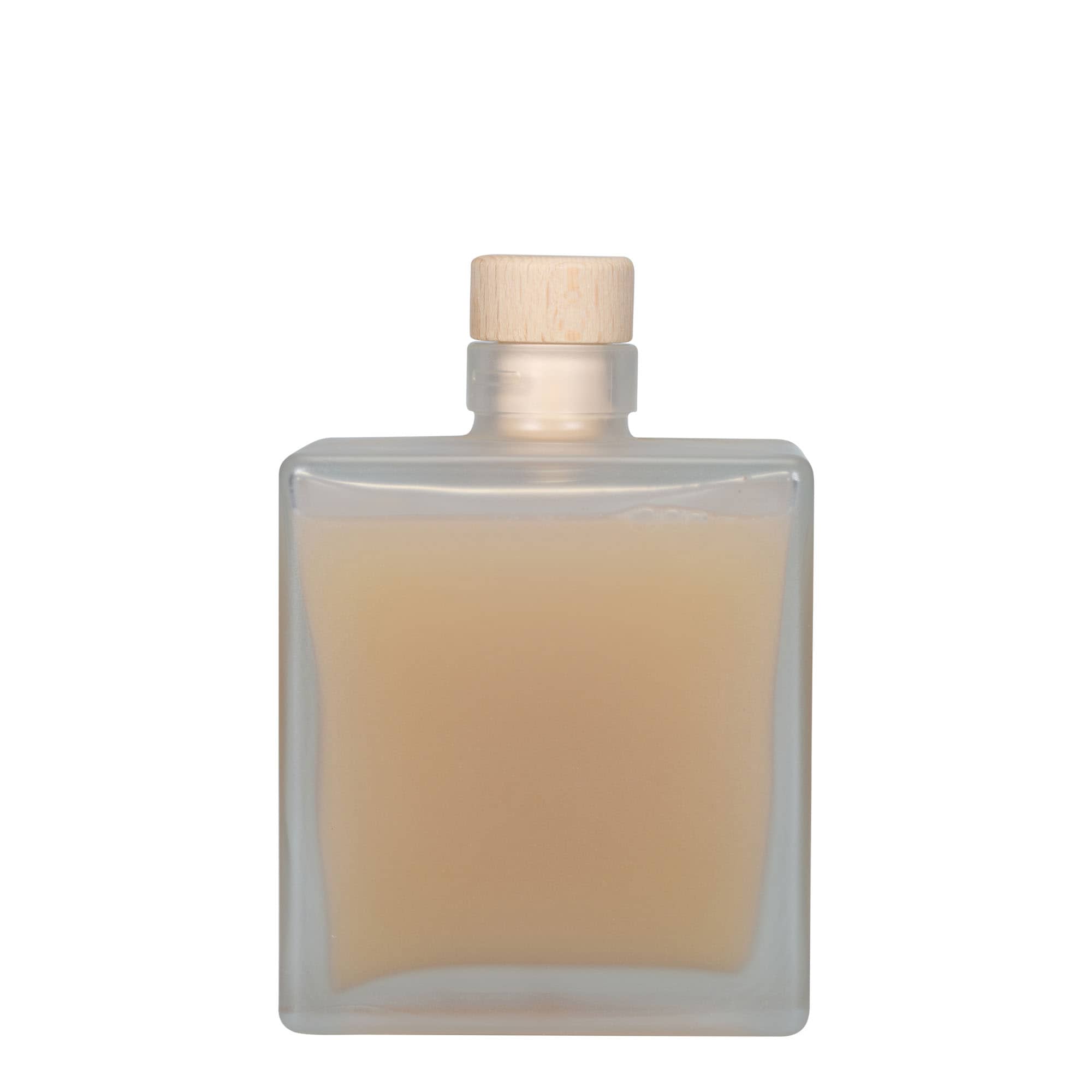 500 ml butelka szklana 'Cube', kwadratowa, matowa, zamknięcie: korek