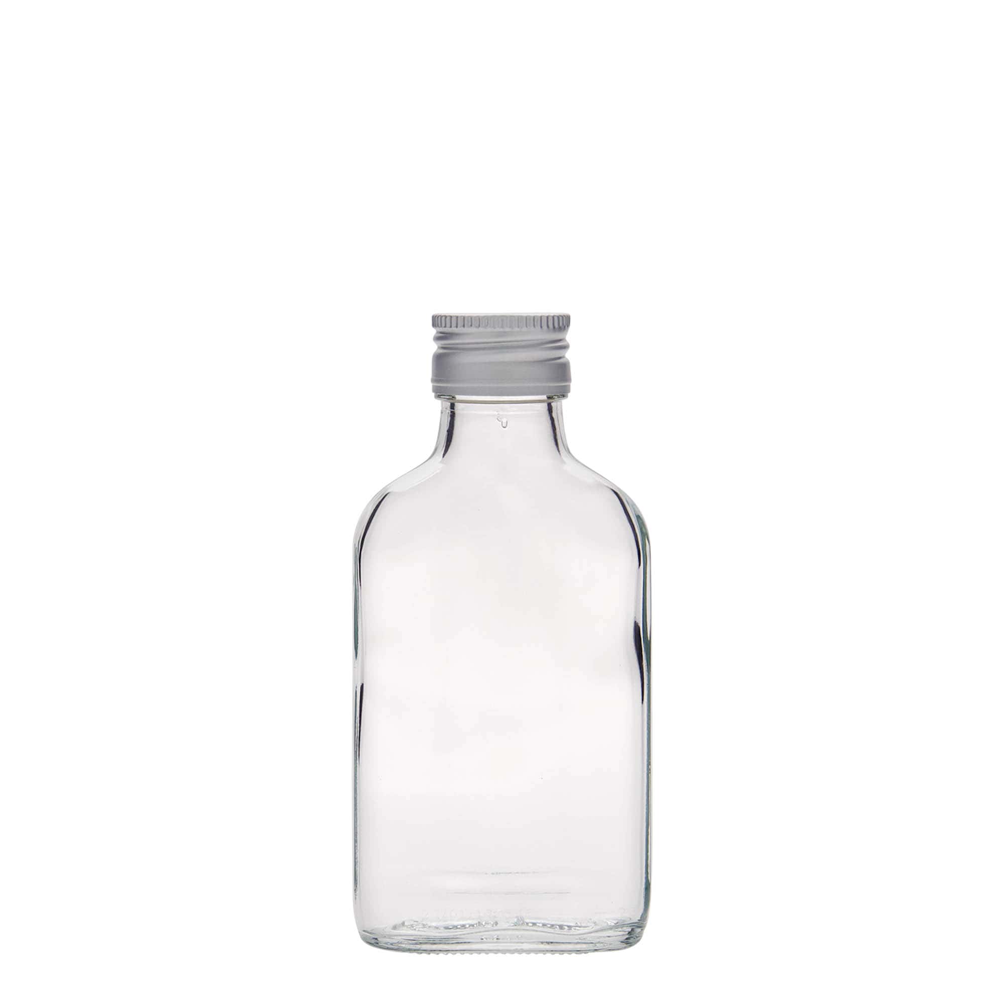 100 ml butelka kieszonkowa, prostokątna, szkło, gwint: PP 28