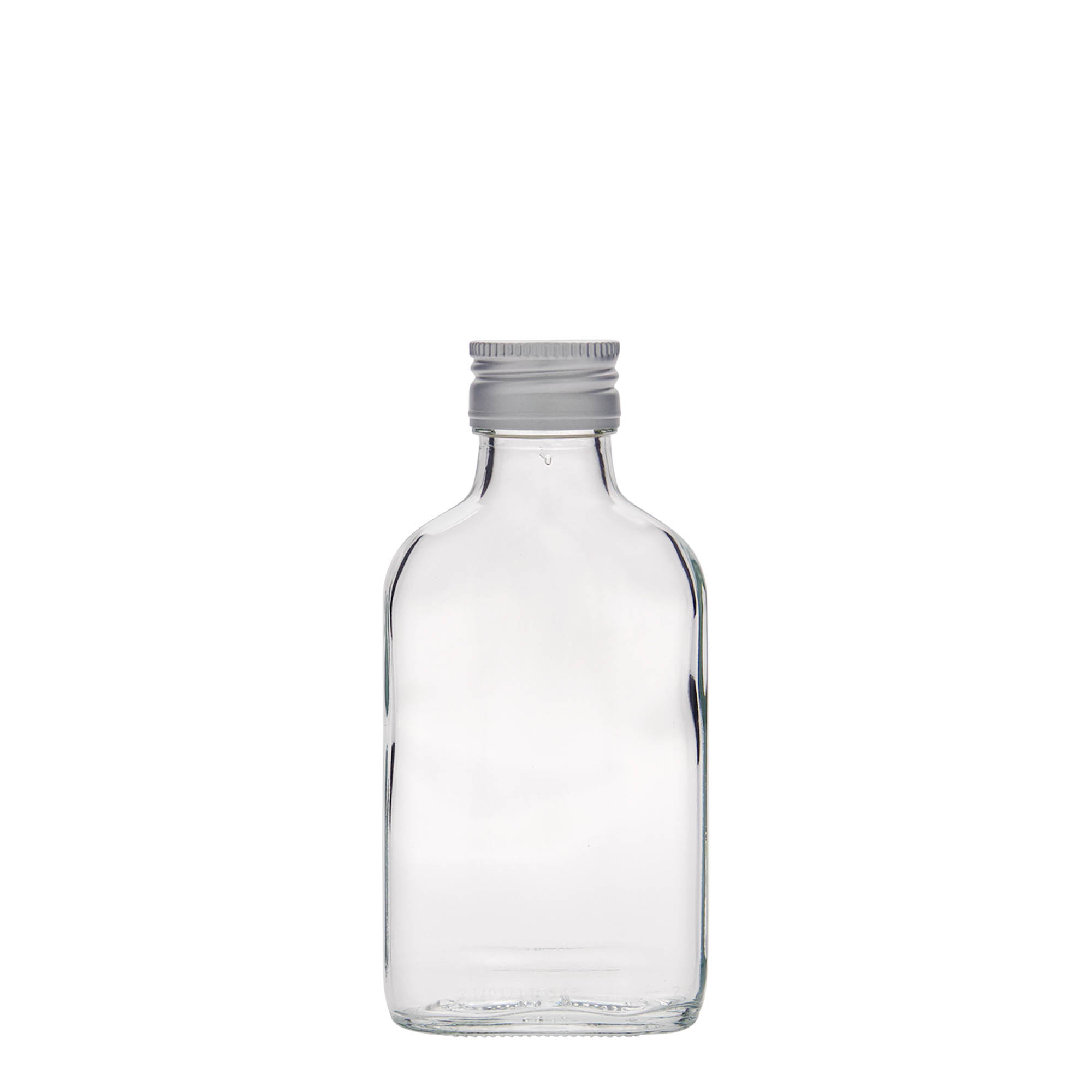 100 ml butelka kieszonkowa, prostokątna, szkło, gwint: PP 28
