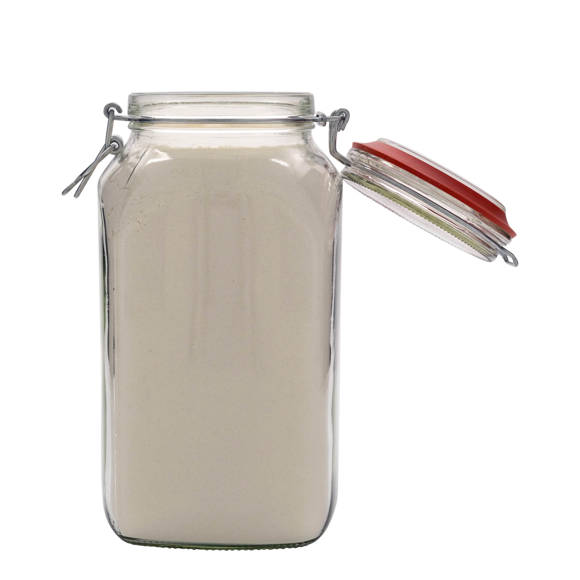 2.590 ml słoik ze szklanym zamknięciem drucianym #, kwadratowy, otwór: zamknięcie druciane