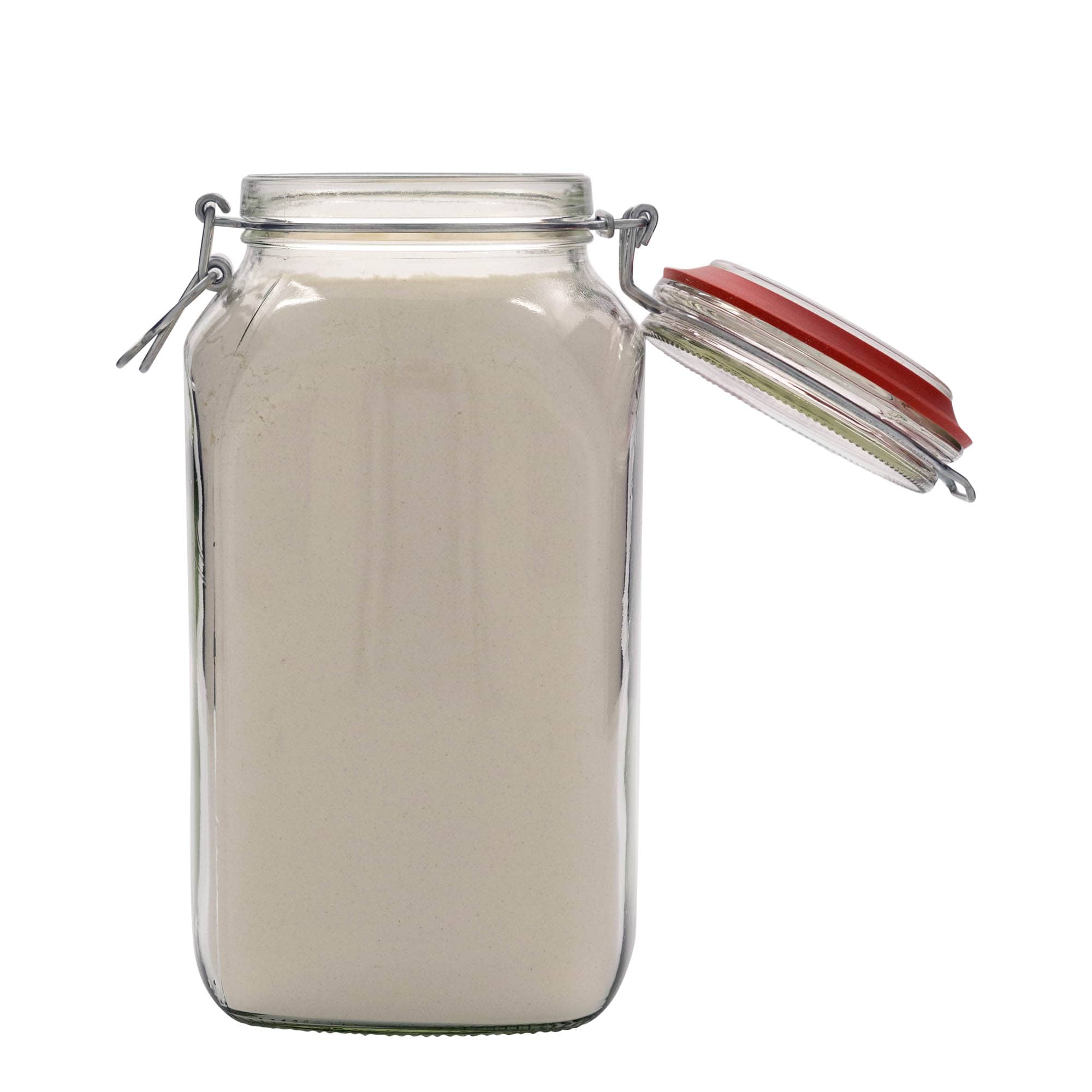 2.590 ml słoik ze szklanym zamknięciem drucianym, kwadratowy, otwór: zamknięcie druciane