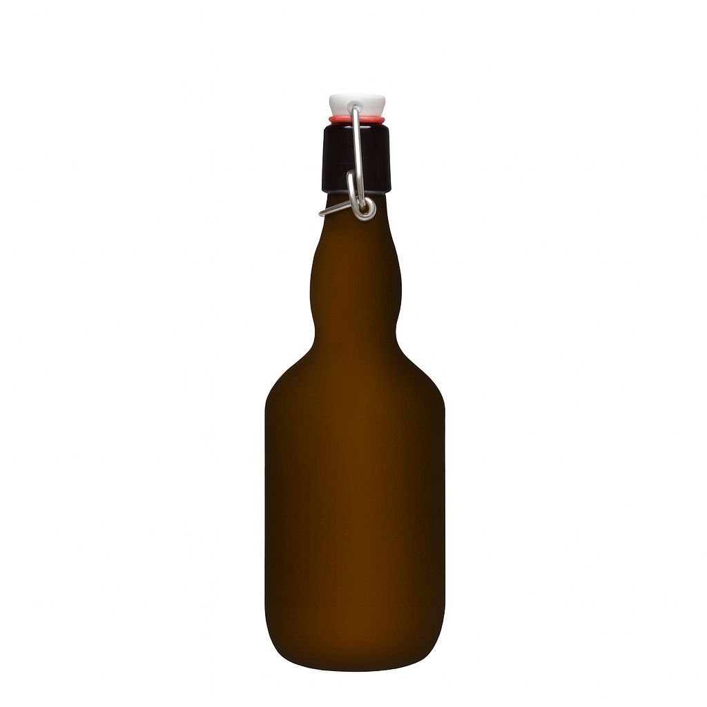 500 ml butelka piwna z szyjką kropfową, szkło, antyczny zielony, otwór: zamknięcie na klamrę