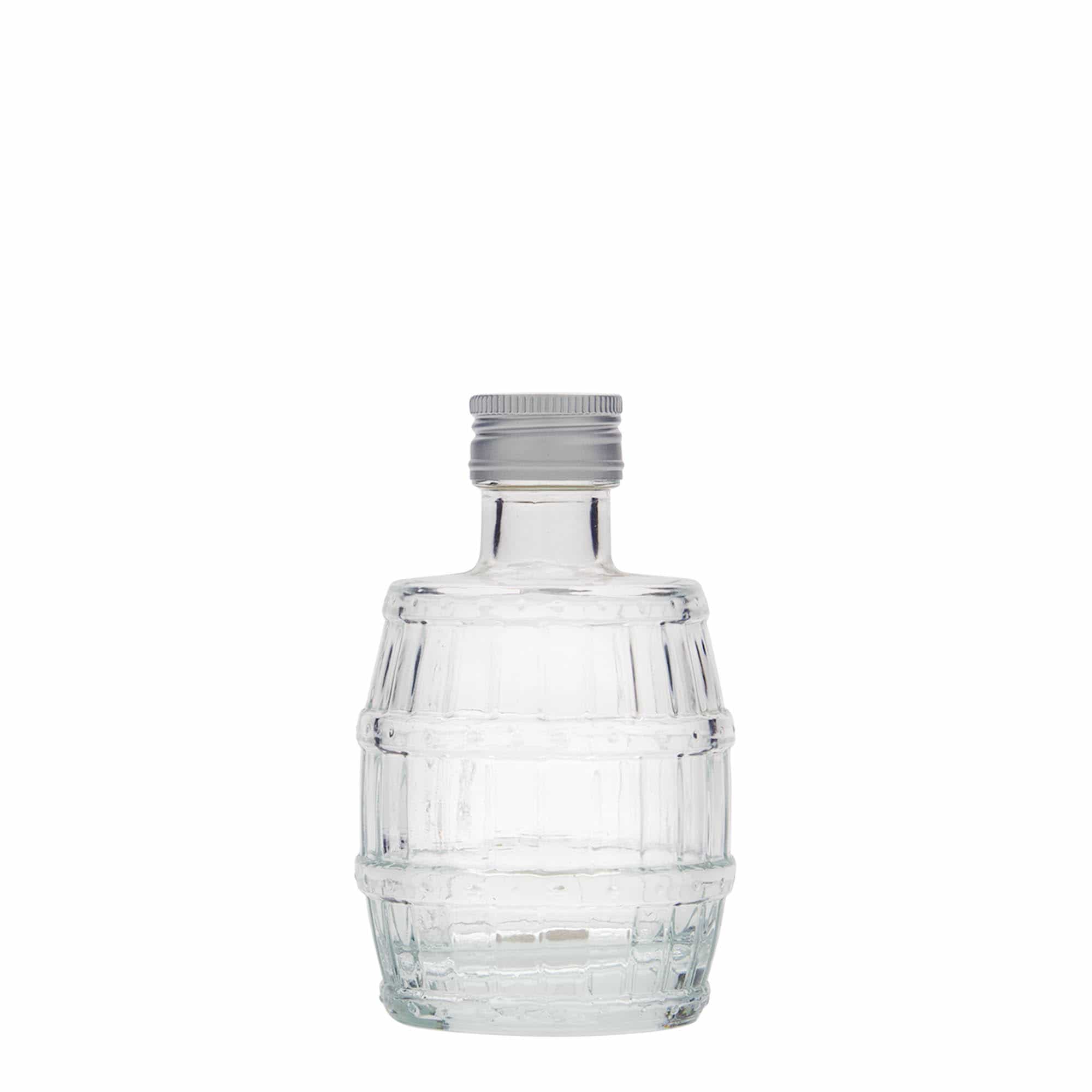 Butelka szklana 100 ml „beczka”, gwint: PP 24 Butelka szklana 100 ml „beczka”, gwint: PP 24