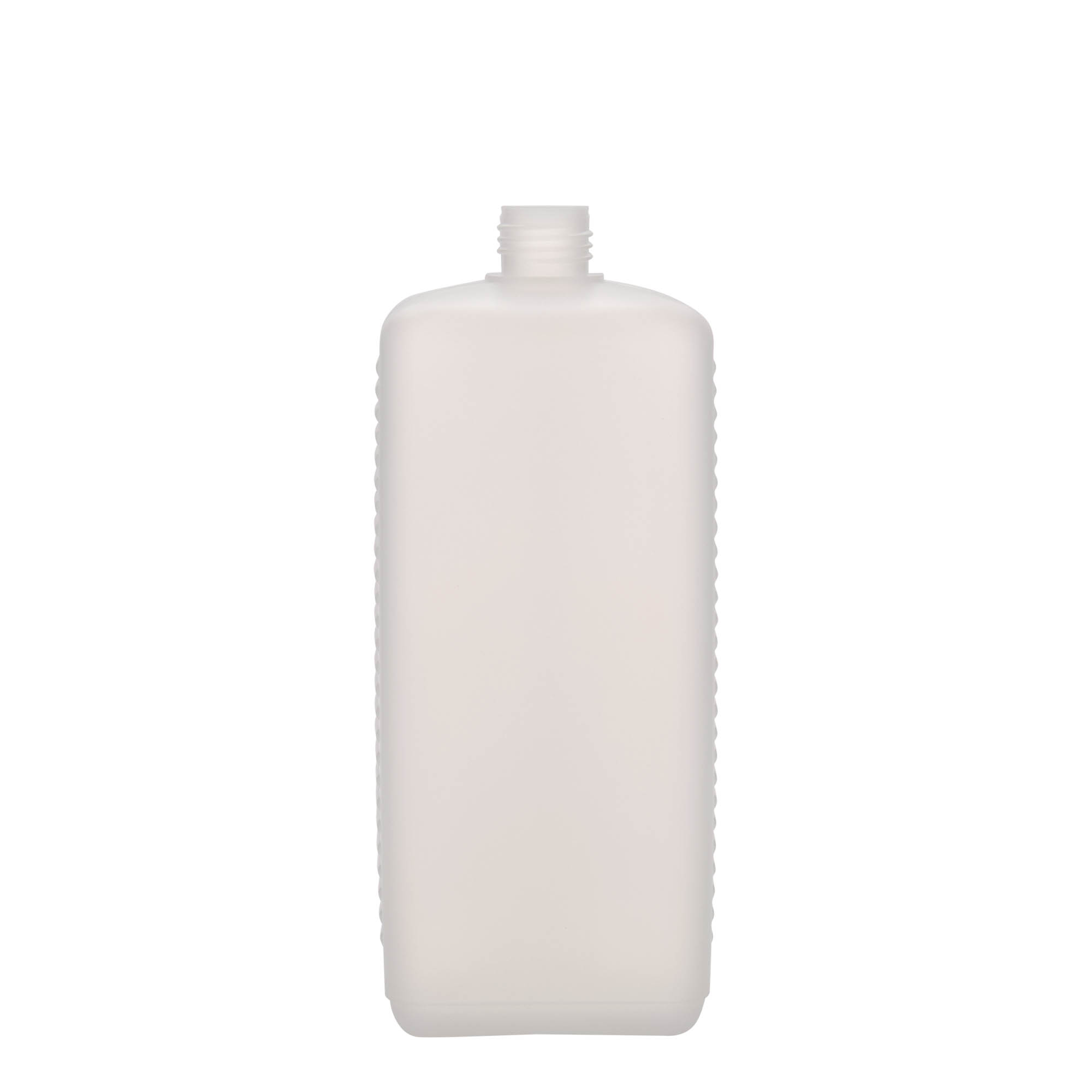 1.000 ml kanisterkowa butelka, prostokątna, tworzywo HDPE, naturalna, gwint: DIN 25 EPE 1.000 ml kanisterkowa butelka, prostokątna, tworzywo HDPE, naturalna, gwint: DIN 25 EPE