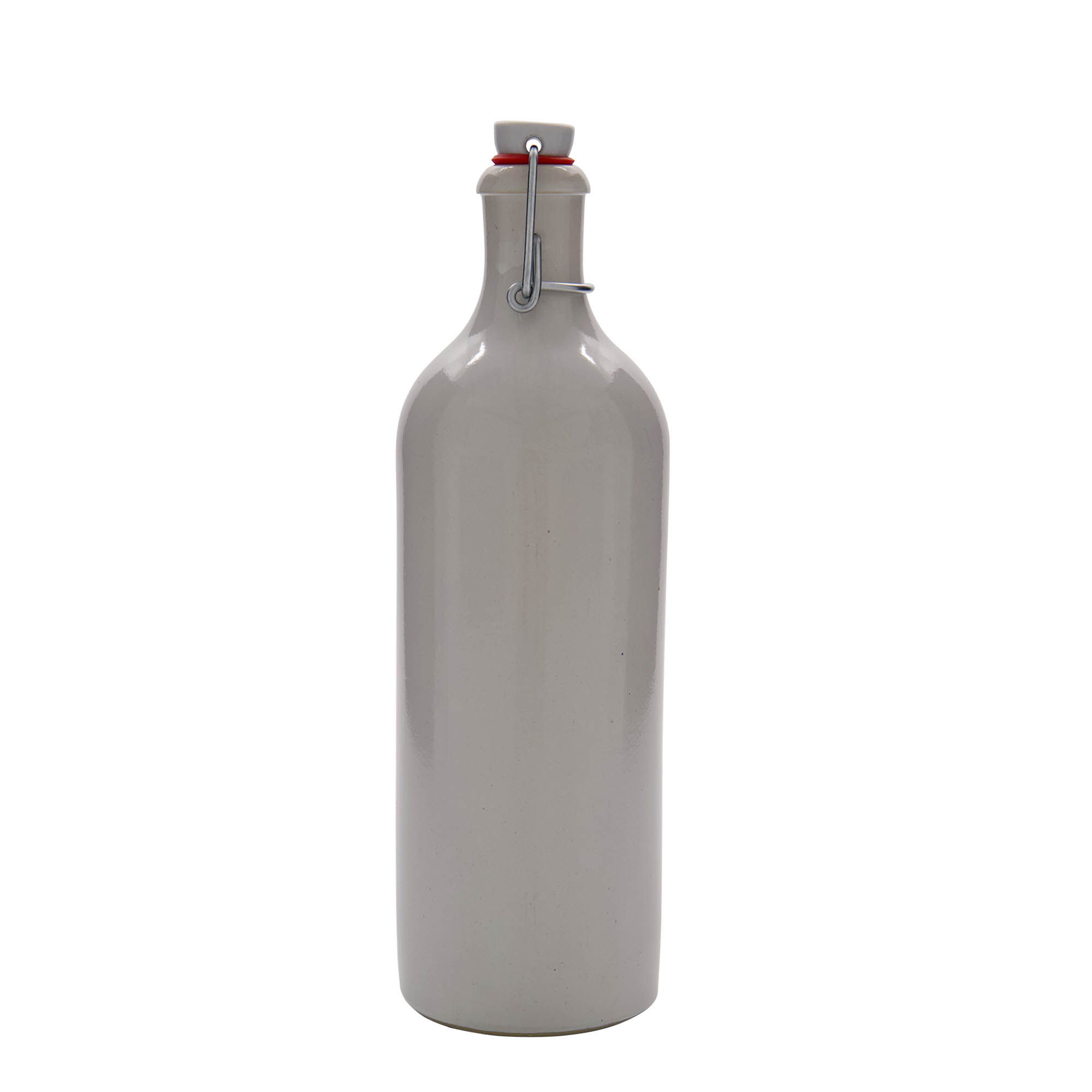 750 ml dzban gliniany, kamionkowy, biały, z otworem: zamknięcie na klamrę