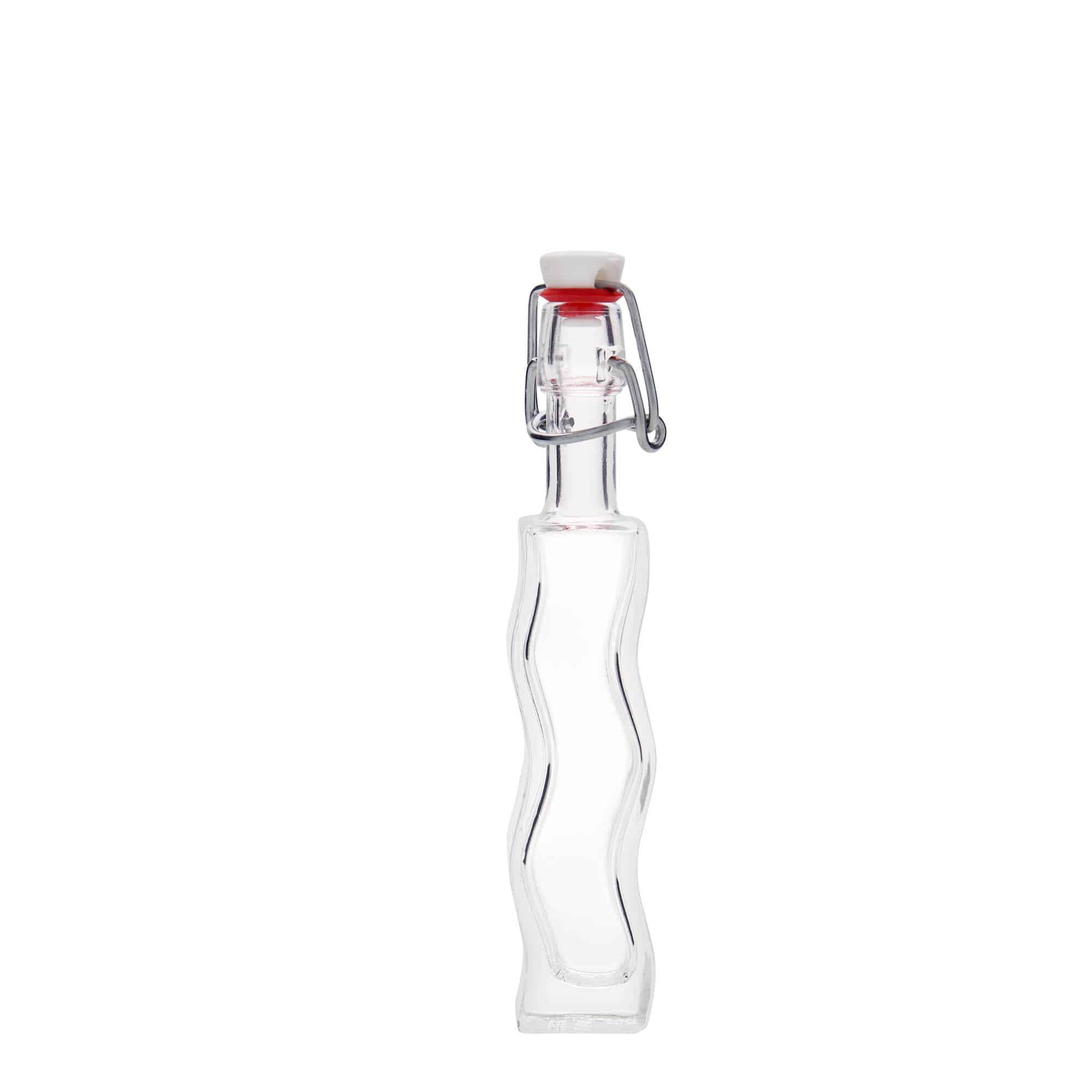 40 ml butelka szklana 'Fala', kwadratowa, zamknięcie: Zamknięcie pałąkowe