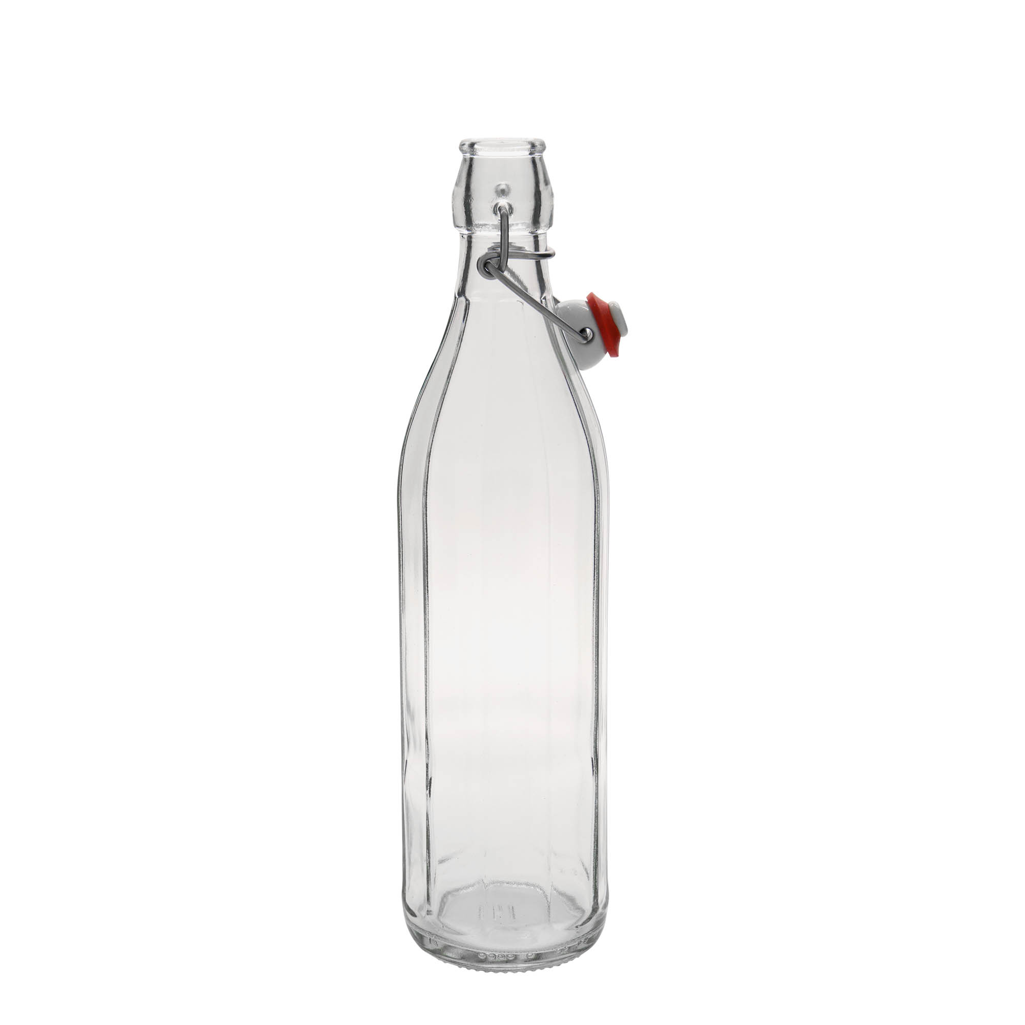 750 ml butelka szklana 'Bravo', dziesięciokątna, wylot: zamknięcie na klamrę