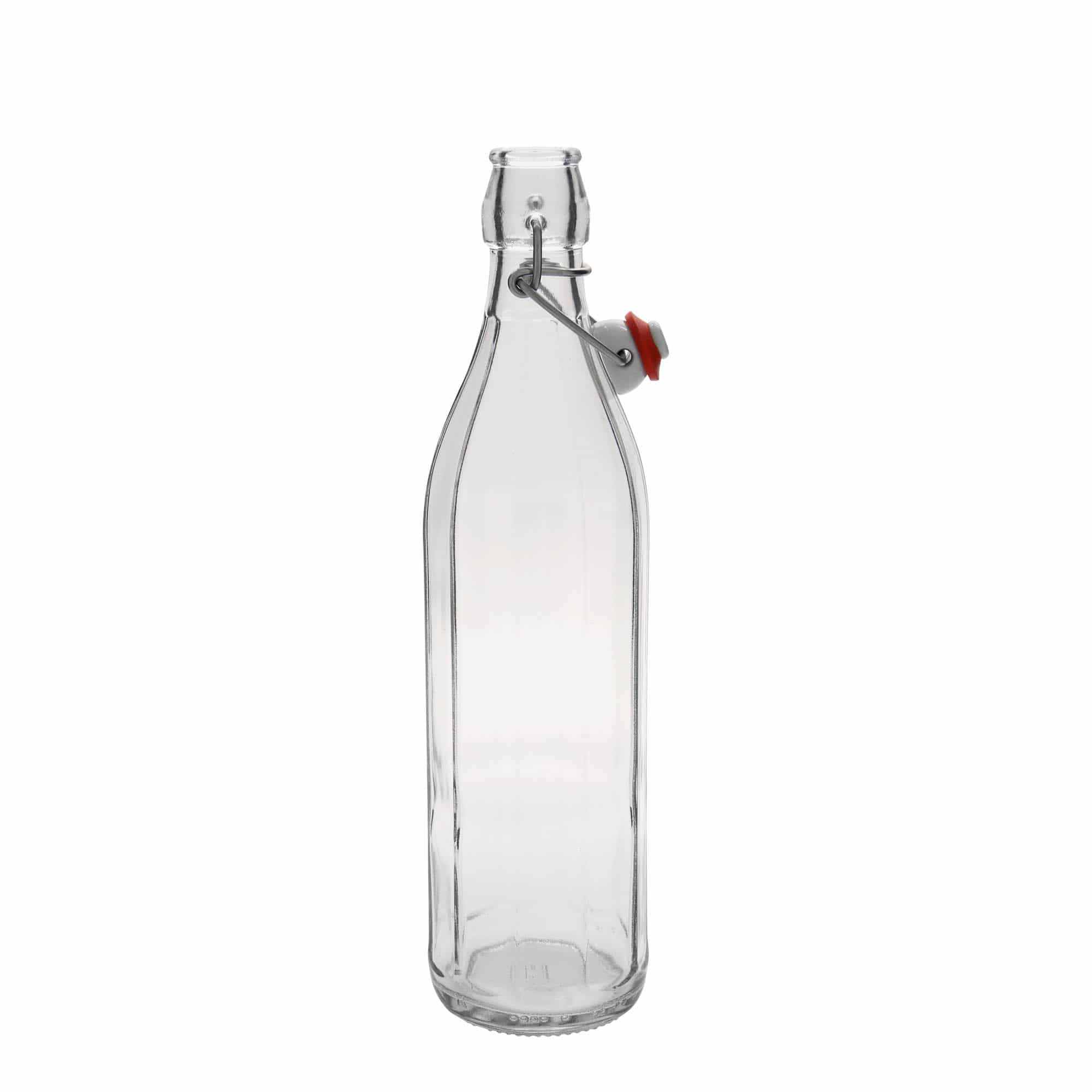 750 ml butelka szklana 'Bravo', dziesięciokątna, wylot: zamknięcie na klamrę