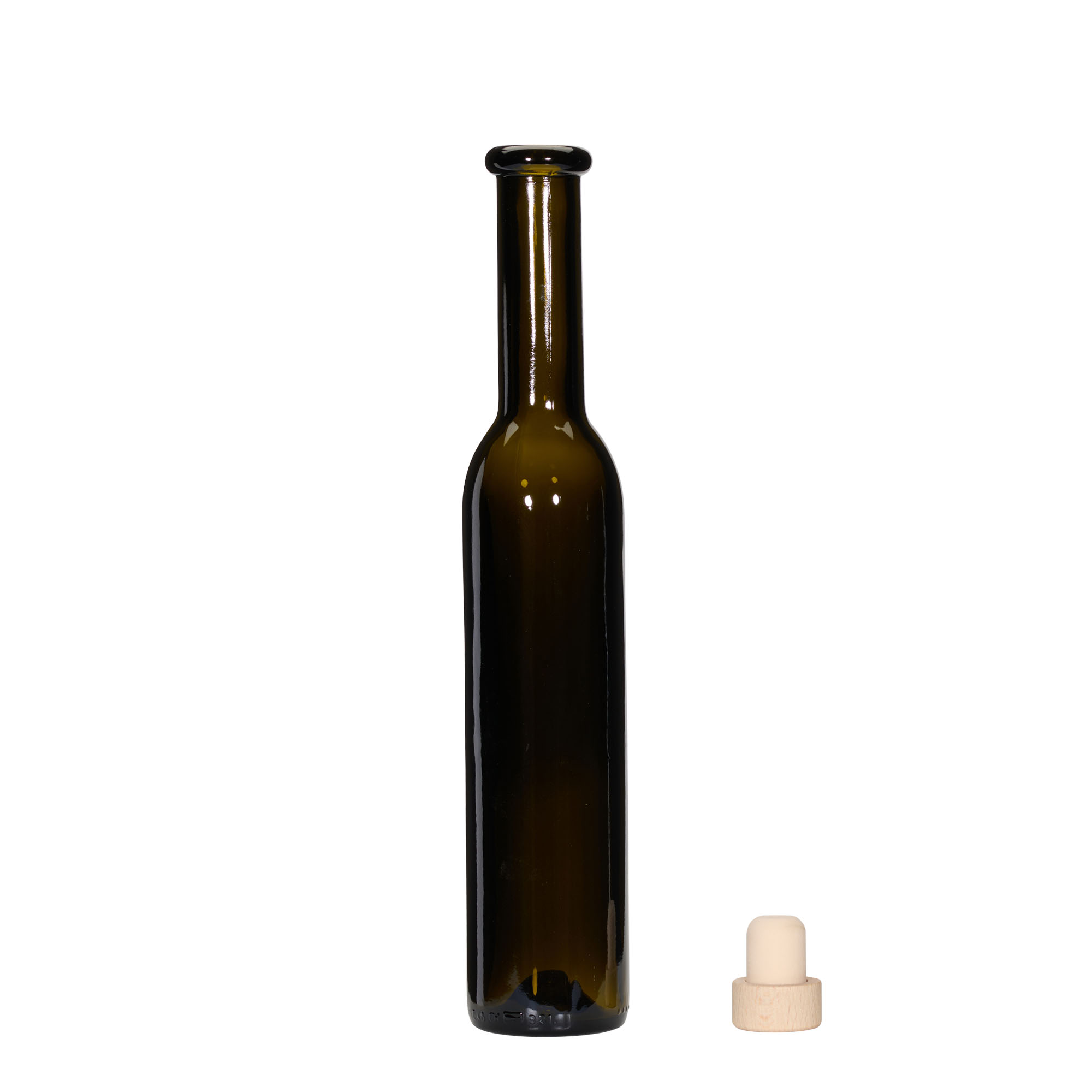 250 ml butelka szklana 'Rocky', antyczny zielony, szyjka: korek