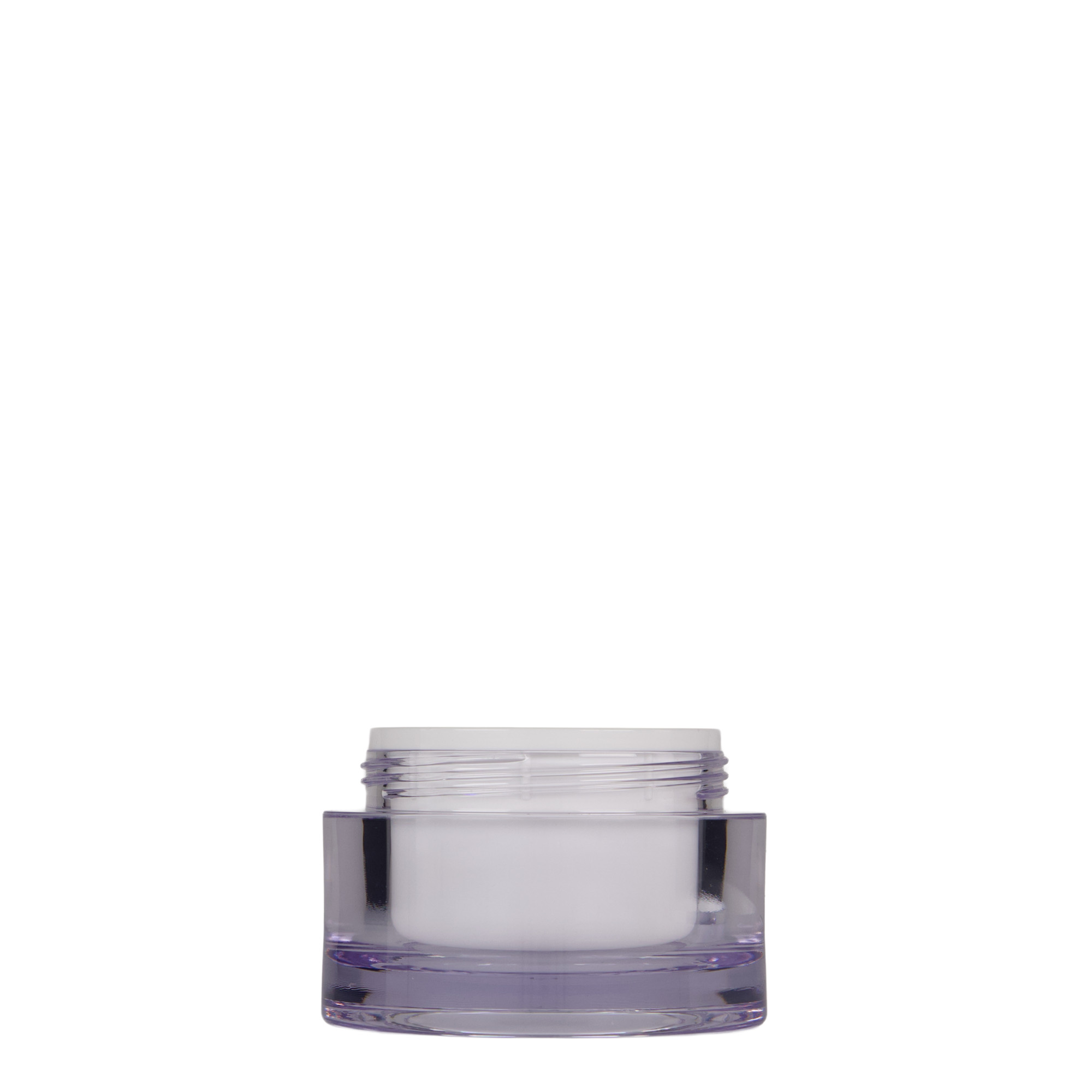 50 ml słoiczek, tworzywo sztuczne SAN, biały, wylot: zakrętka na gwint 50 ml słoiczek, tworzywo sztuczne SAN, biały, wylot: zakrętka na gwint