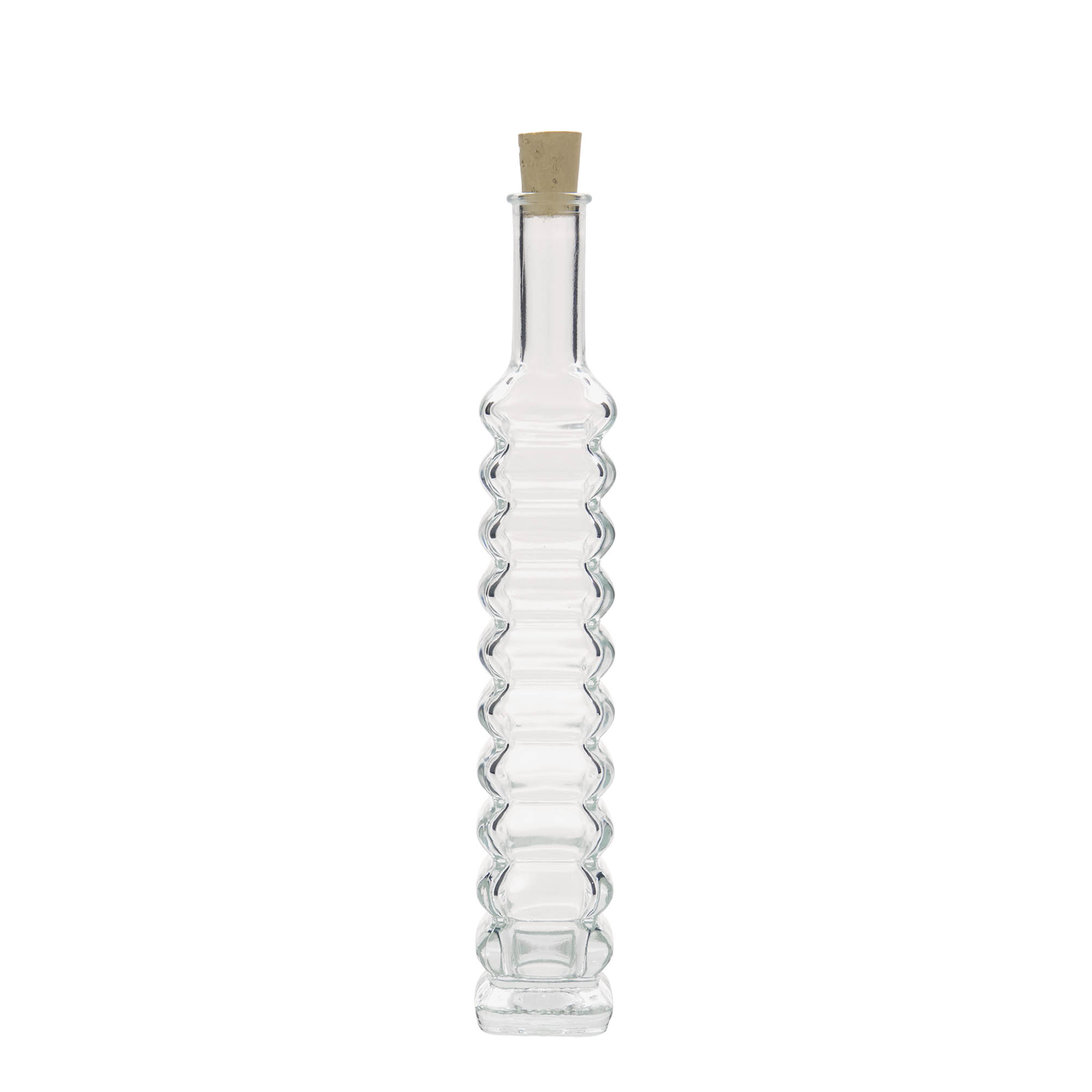 100 ml butelka szklana „Roma”, kwadratowa, szyjka: korek 100 ml butelka szklana „Roma”, kwadratowa, szyjka: korek