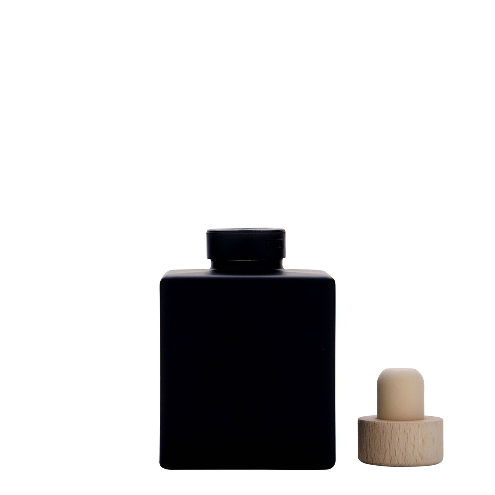 100 ml butelka szklana „Cube”, kwadratowa, czarna, szyjka: korek 100 ml butelka szklana „Cube”, kwadratowa, czarna, szyjka: korek