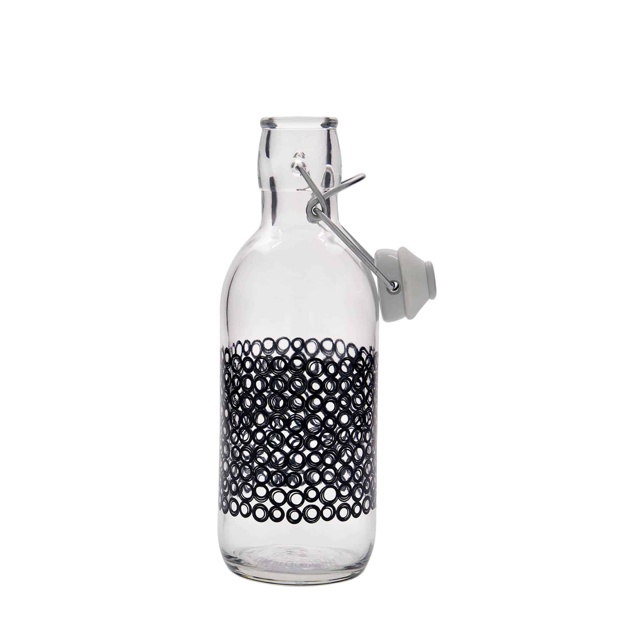500 ml butelka szklana 'Emilia', wzór: circola nero, zamknięcie: Zamknięcie pałąkowe 500 ml butelka szklana 'Emilia', wzór: circola nero, zamknięcie: Zamknięcie pałąkowe