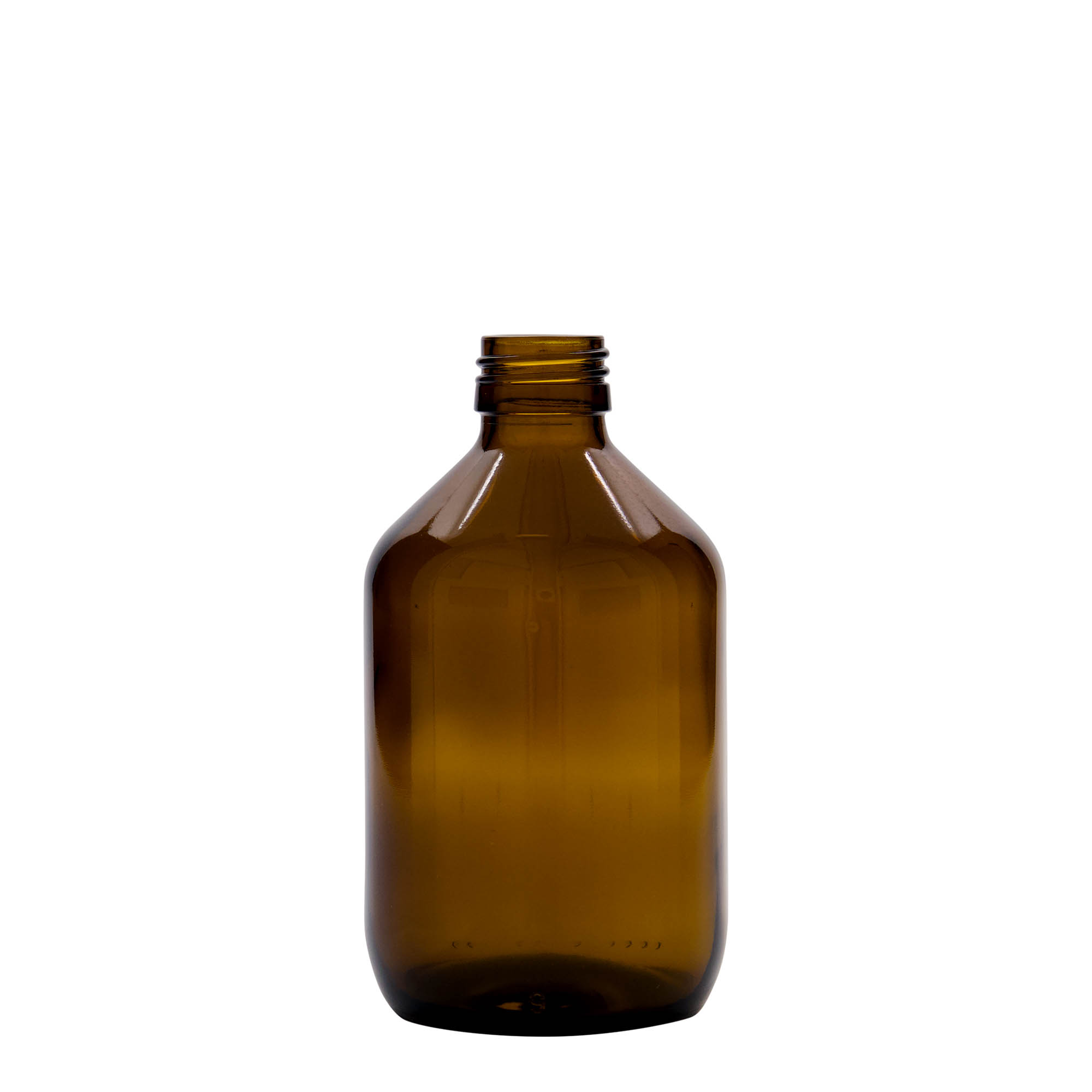 300 ml butelka medyczna, brązowa, szkło, gwint: PP 28 300 ml butelka medyczna, brązowa, szkło, gwint: PP 28