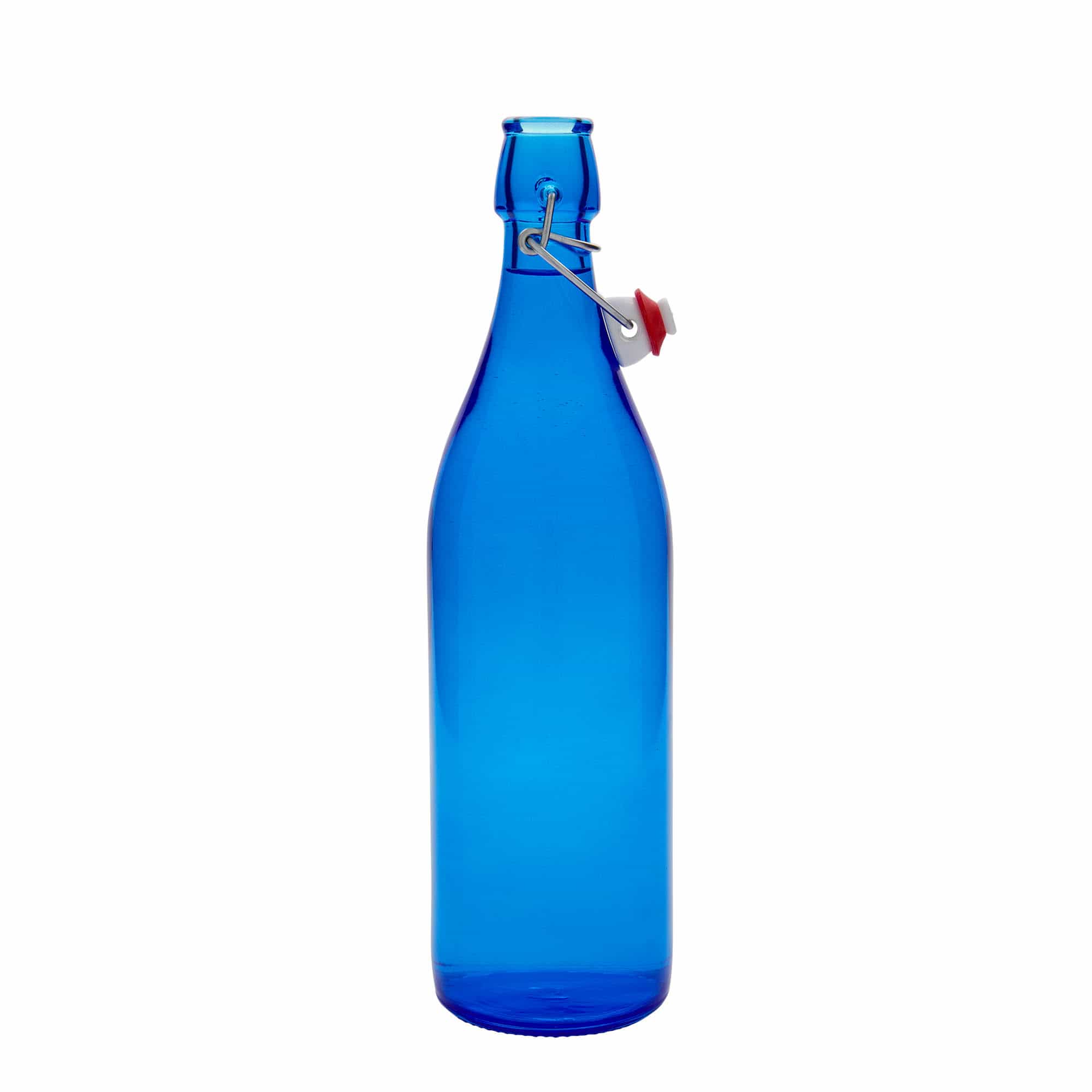 1000 ml butelka szklana 'Giara', kolor niebieski, zamknięcie: Zamknięcie pałąkowe